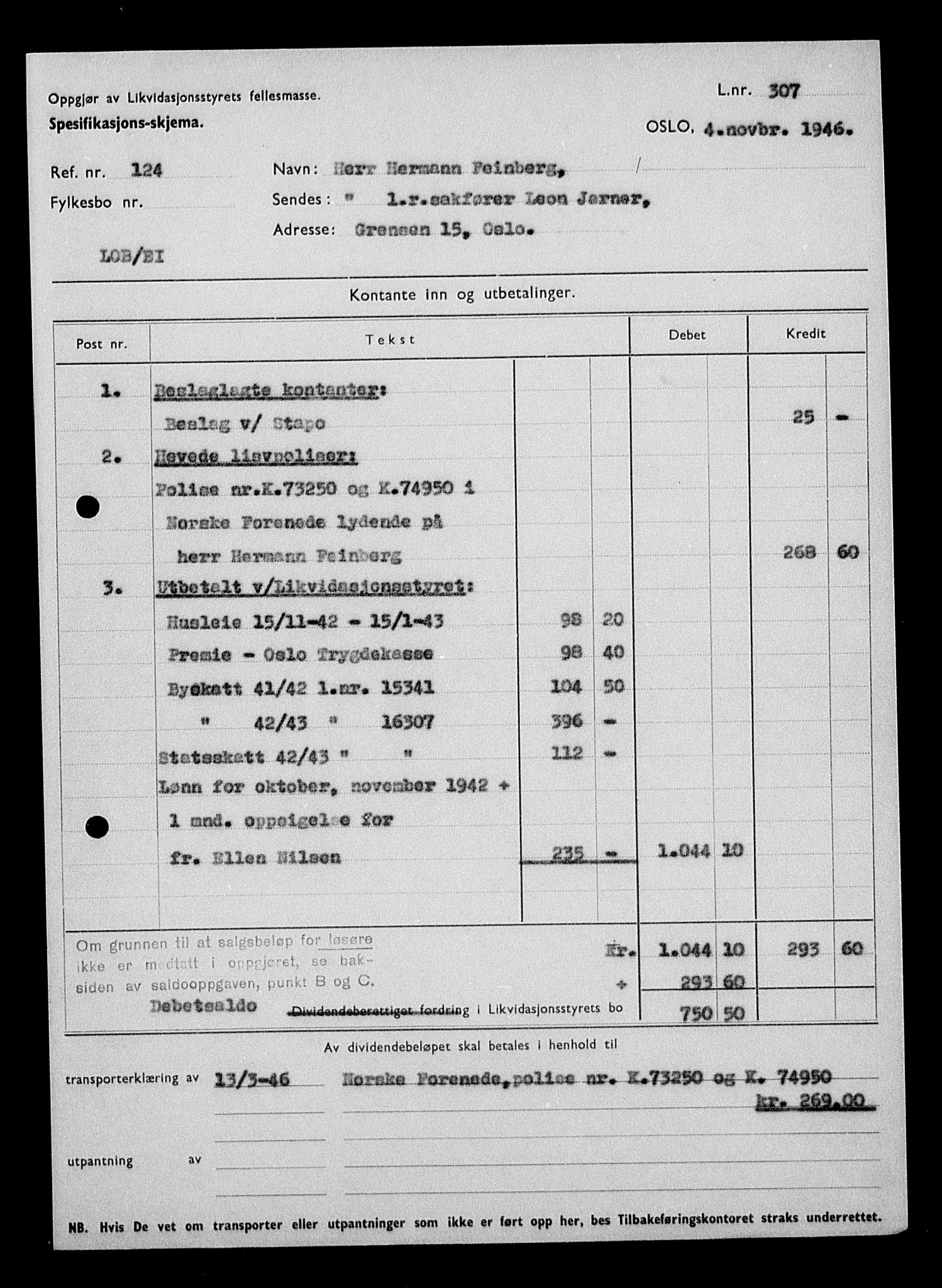 Justisdepartementet, Tilbakeføringskontoret for inndratte formuer, AV/RA-S-1564/H/Hc/Hcc/L0934: --, 1945-1947, p. 465