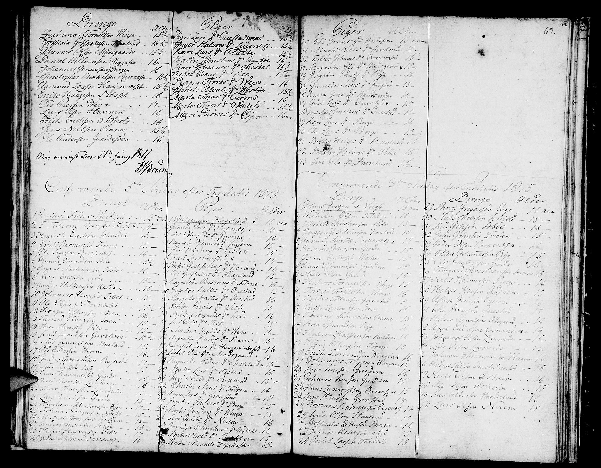Etne sokneprestembete, SAB/A-75001/H/Haa: Parish register (official) no. A 5, 1808-1817, p. 62