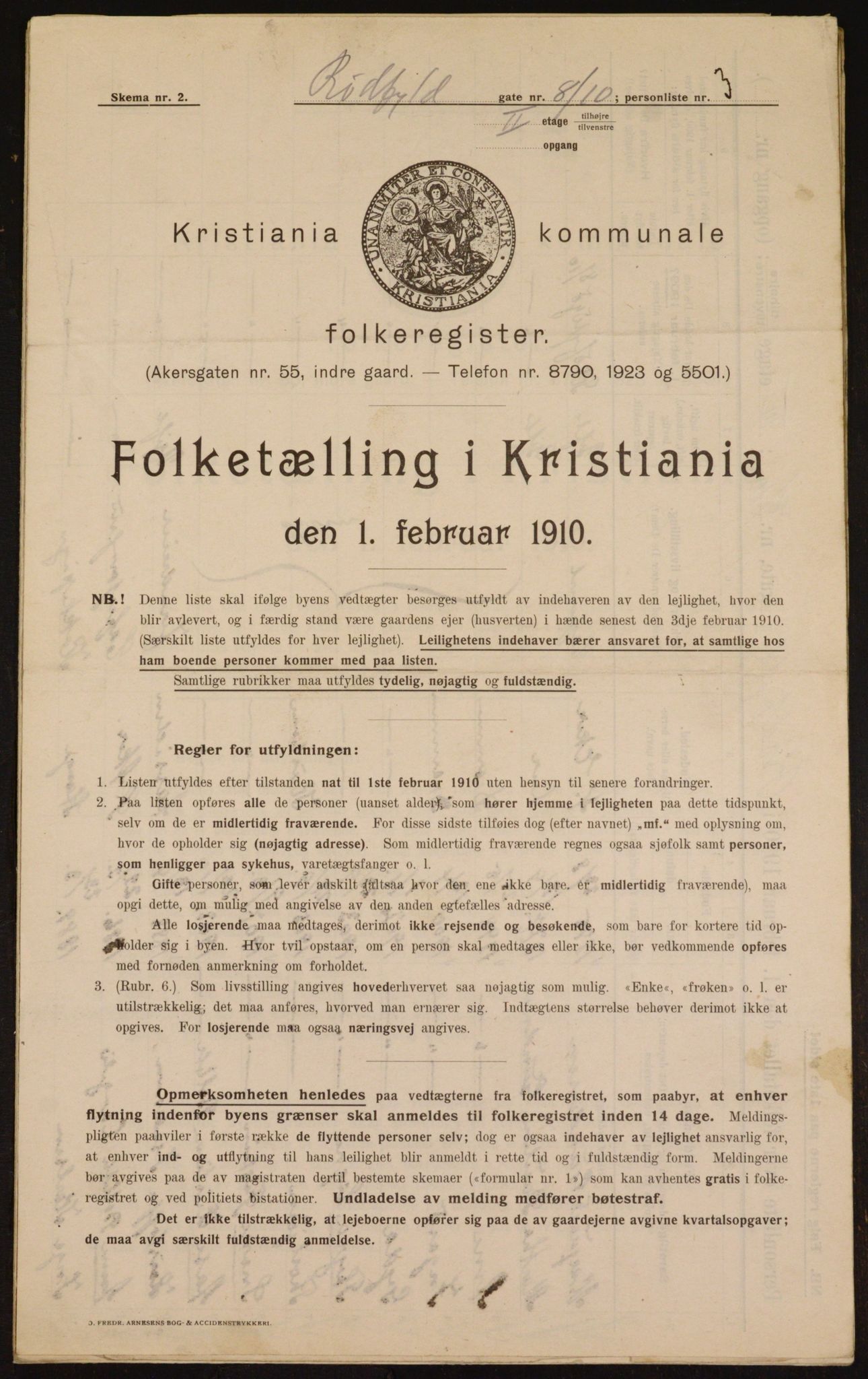 OBA, Municipal Census 1910 for Kristiania, 1910, p. 82166