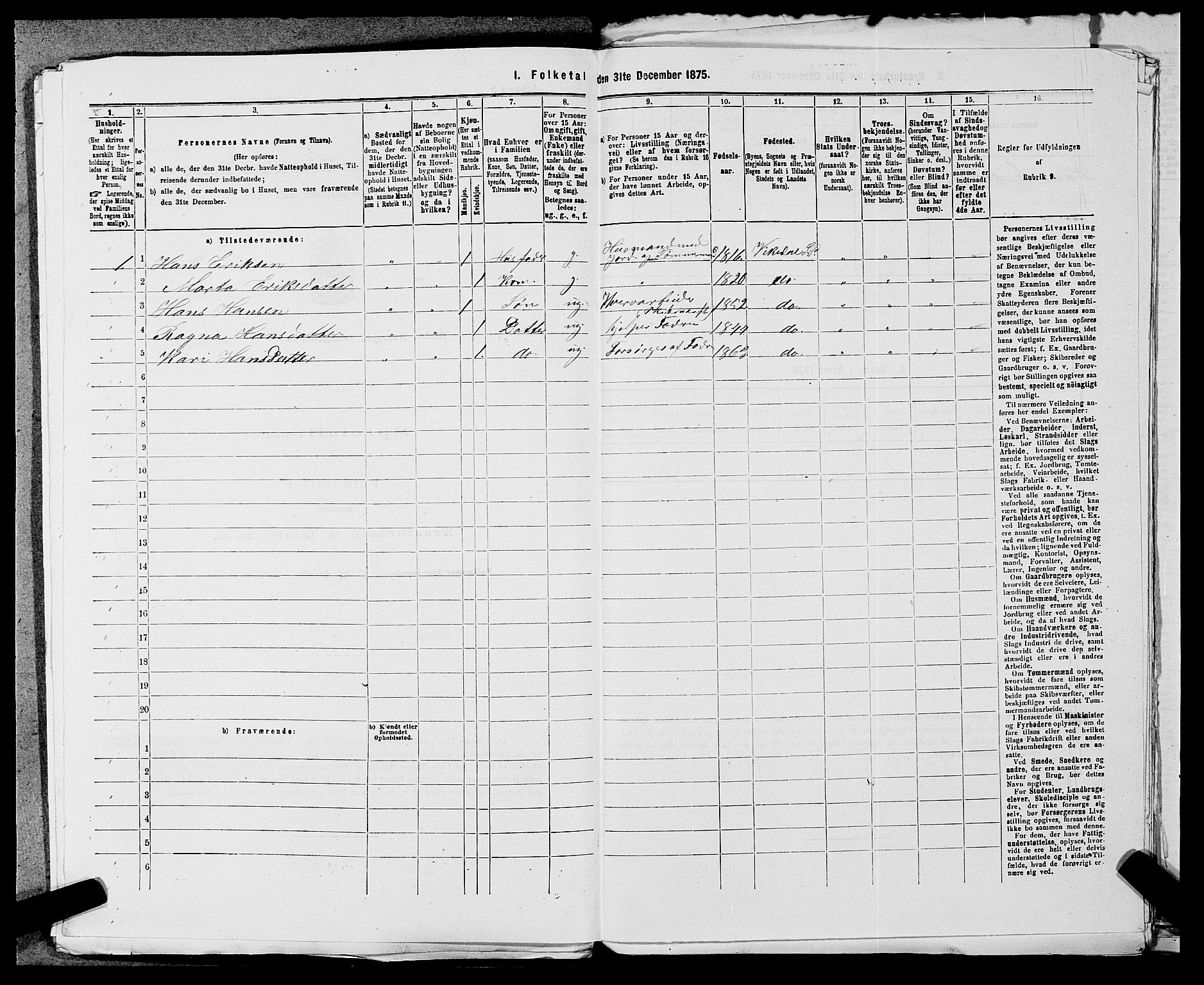 SAST, 1875 census for 1157P Vikedal, 1875, p. 754