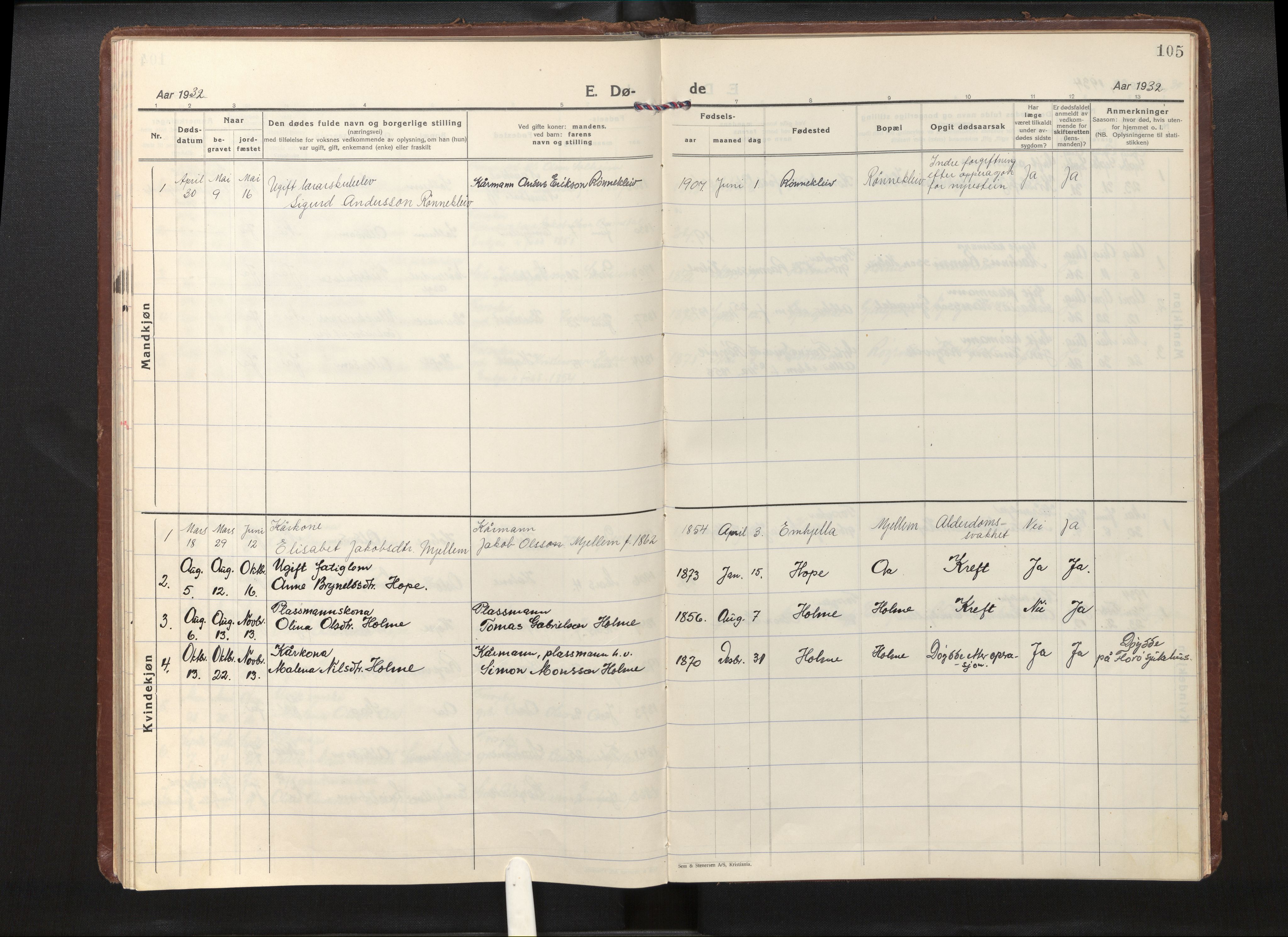 Gloppen sokneprestembete, AV/SAB-A-80101/H/Haa/Haae/L0003: Parish register (official) no. E 3, 1925-1951, p. 104b-105a