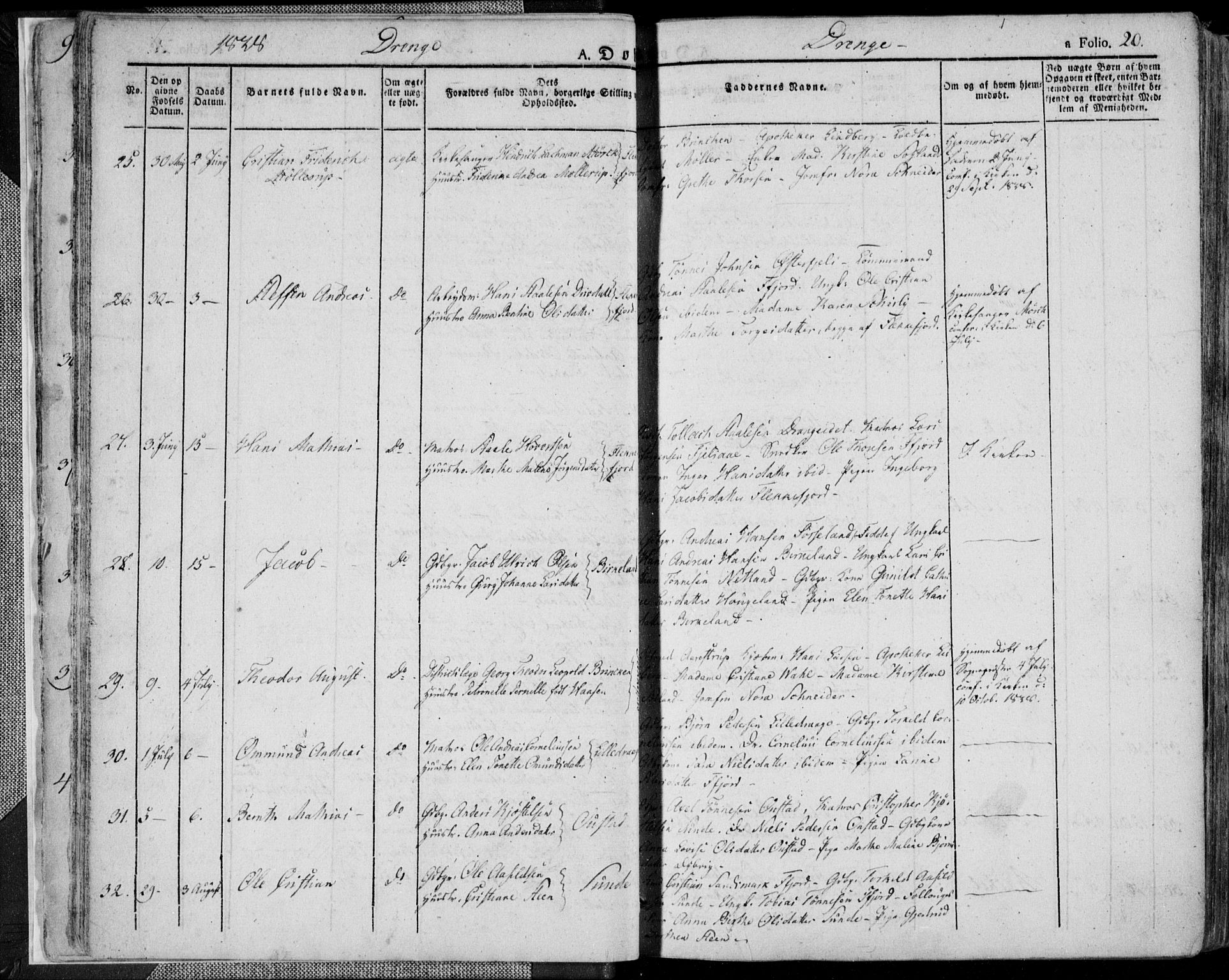 Flekkefjord sokneprestkontor, AV/SAK-1111-0012/F/Fa/Fac/L0003: Parish register (official) no. A 3, 1826-1841, p. 20