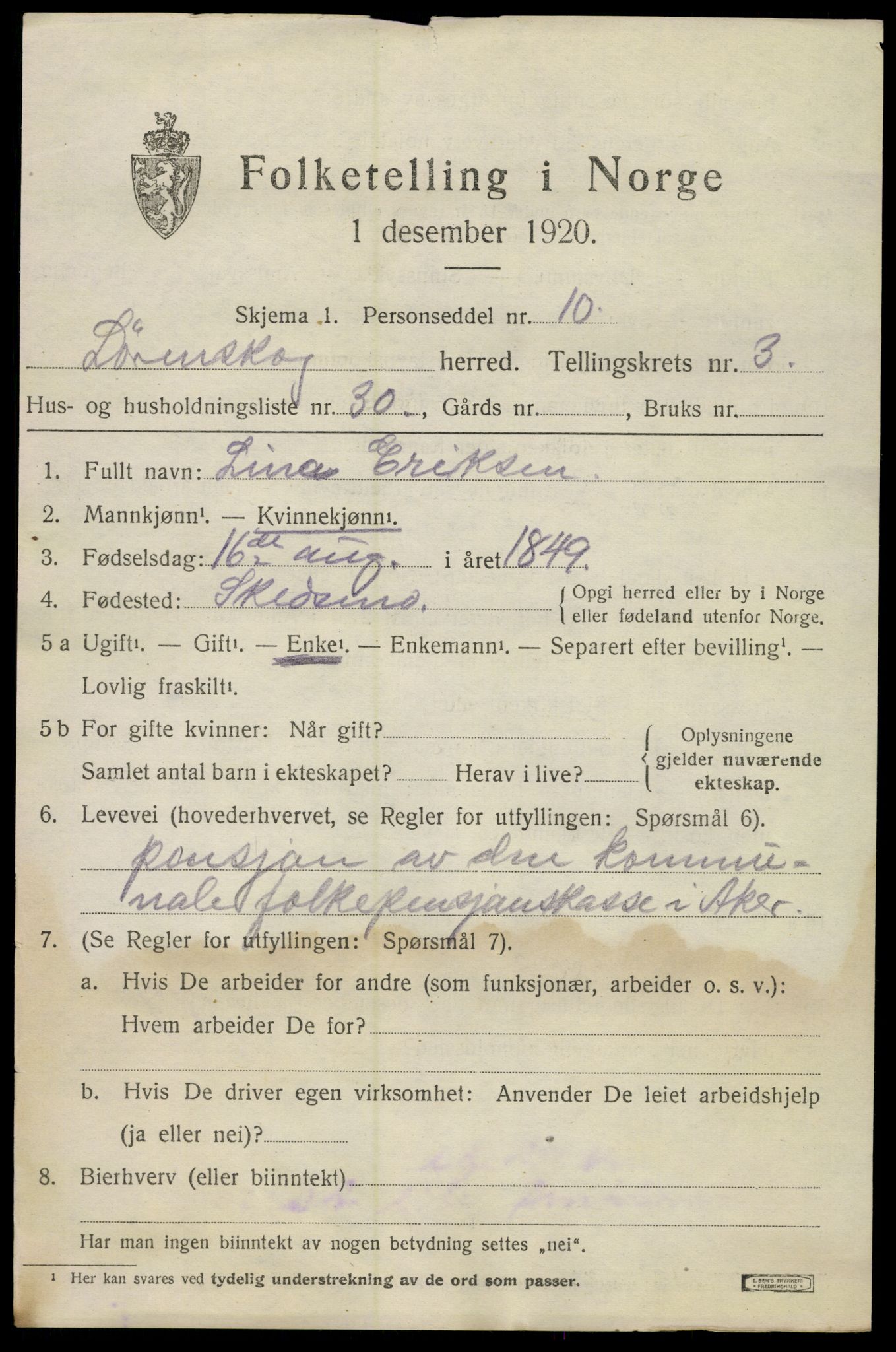 SAO, 1920 census for Lørenskog, 1920, p. 3017