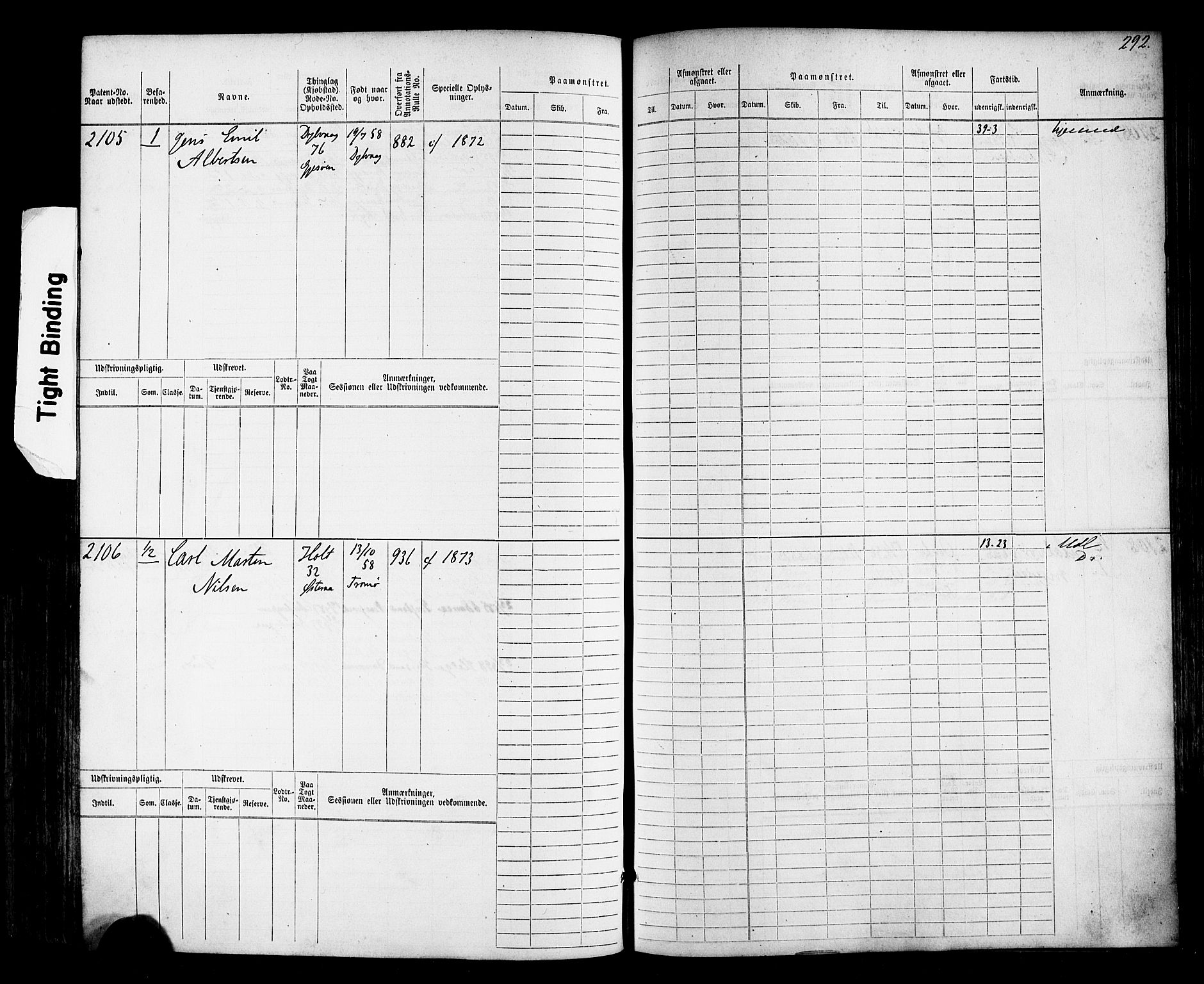 Tvedestrand mønstringskrets, AV/SAK-2031-0011/F/Fb/L0017: Hovedrulle nr 1533-2288, U-33, 1874-1882, p. 300