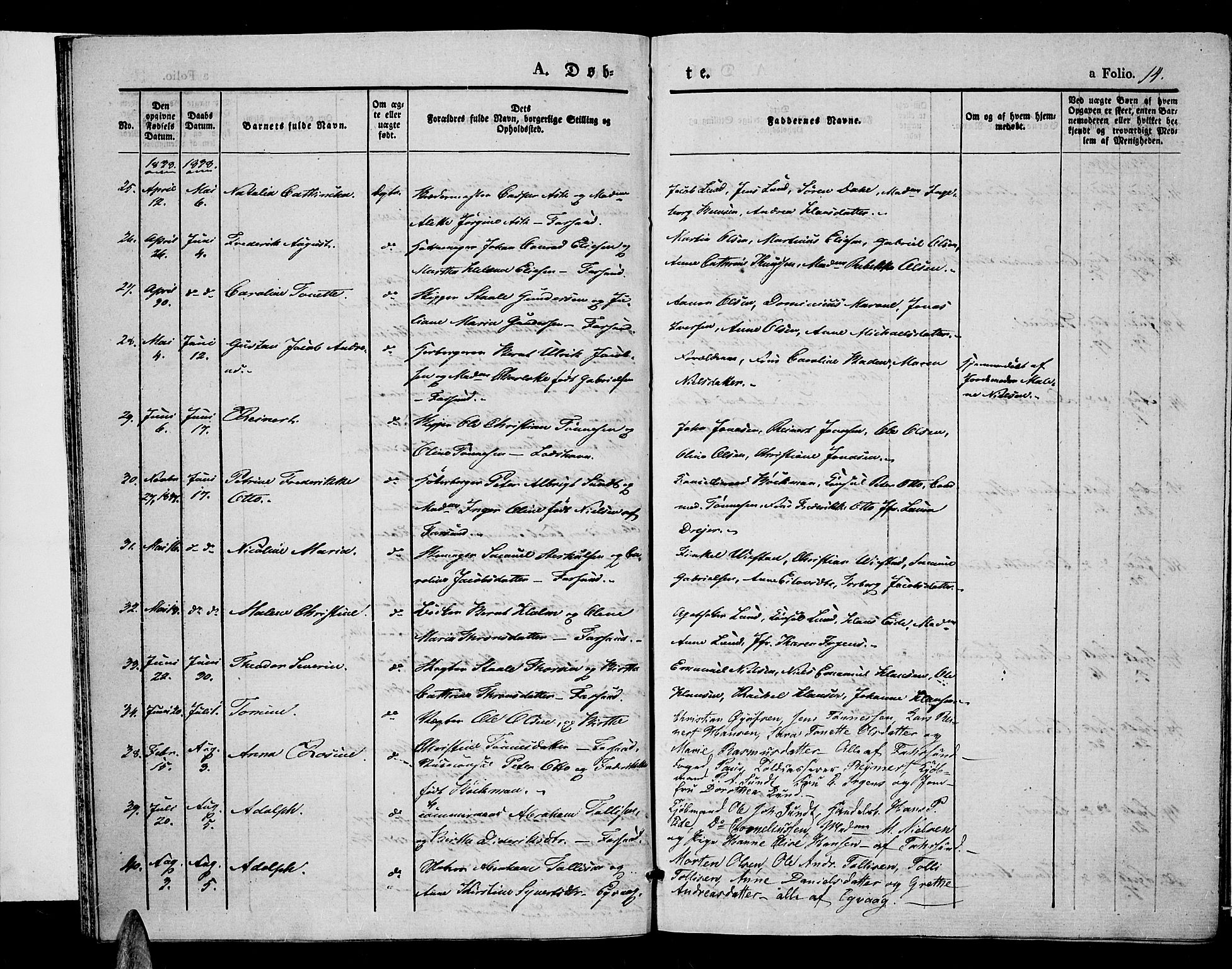Farsund sokneprestkontor, SAK/1111-0009/F/Fa/L0003: Parish register (official) no. A 3, 1836-1846, p. 14