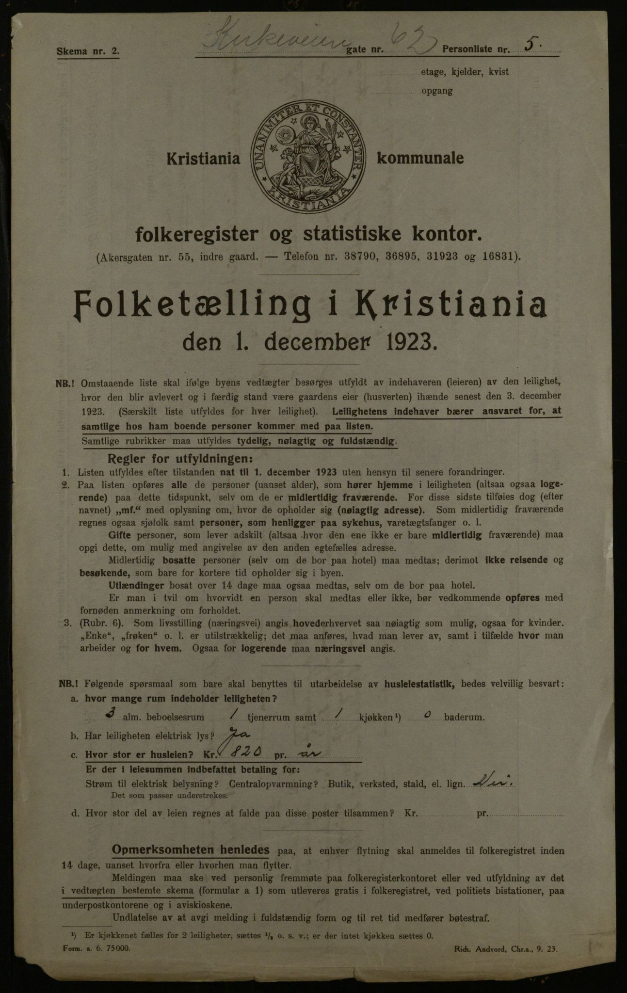 OBA, Municipal Census 1923 for Kristiania, 1923, p. 57043