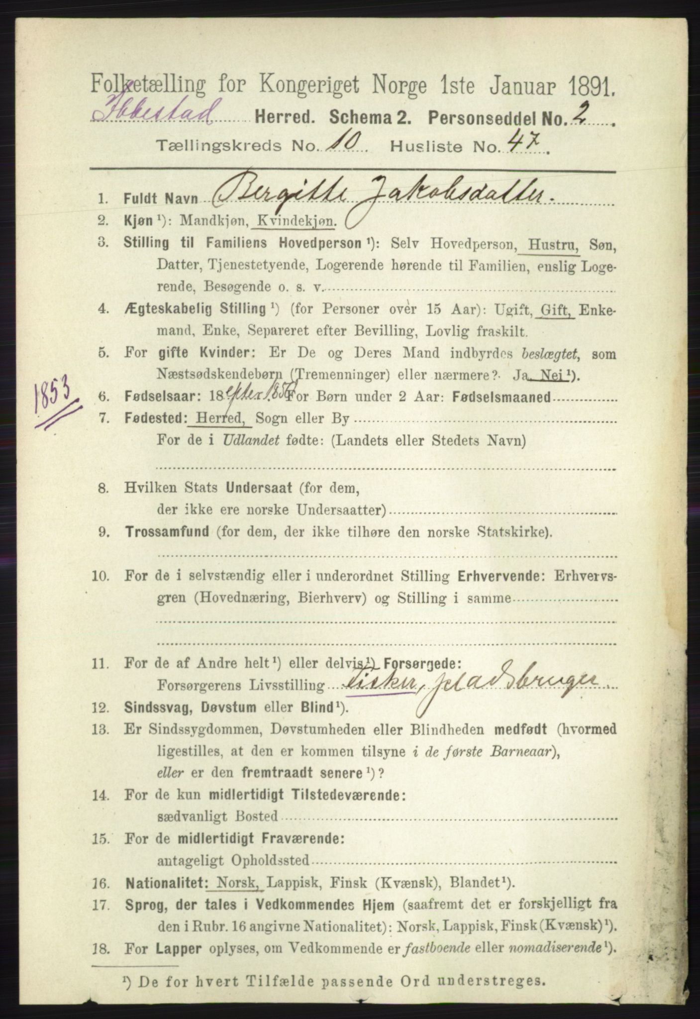 RA, 1891 census for 1917 Ibestad, 1891, p. 7171