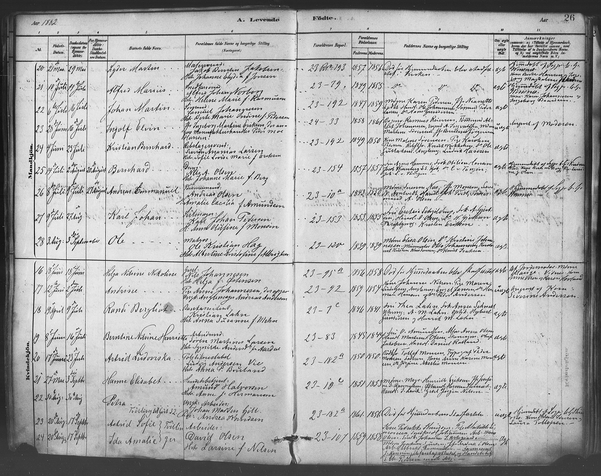 Mariakirken Sokneprestembete, AV/SAB-A-76901/H/Haa/L0007: Parish register (official) no. A 7, 1878-1893, p. 26