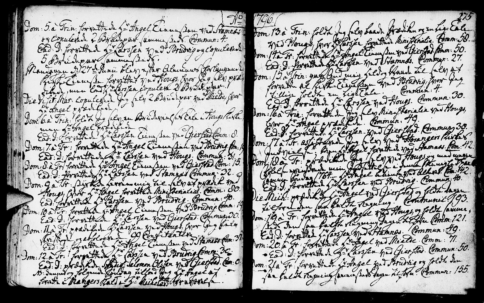 Haus sokneprestembete, AV/SAB-A-75601/H/Haa: Parish register (official) no. A 10, 1782-1796, p. 275