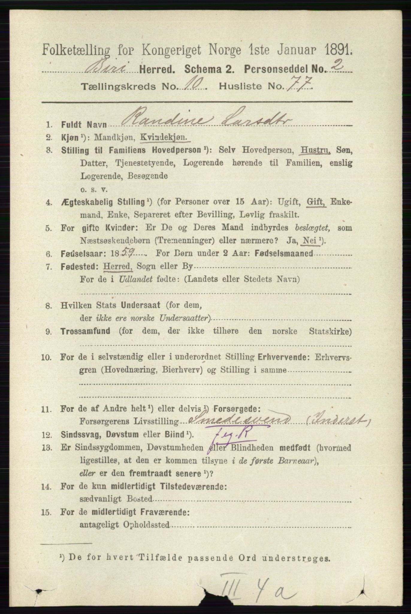 RA, 1891 census for 0525 Biri, 1891, p. 4281