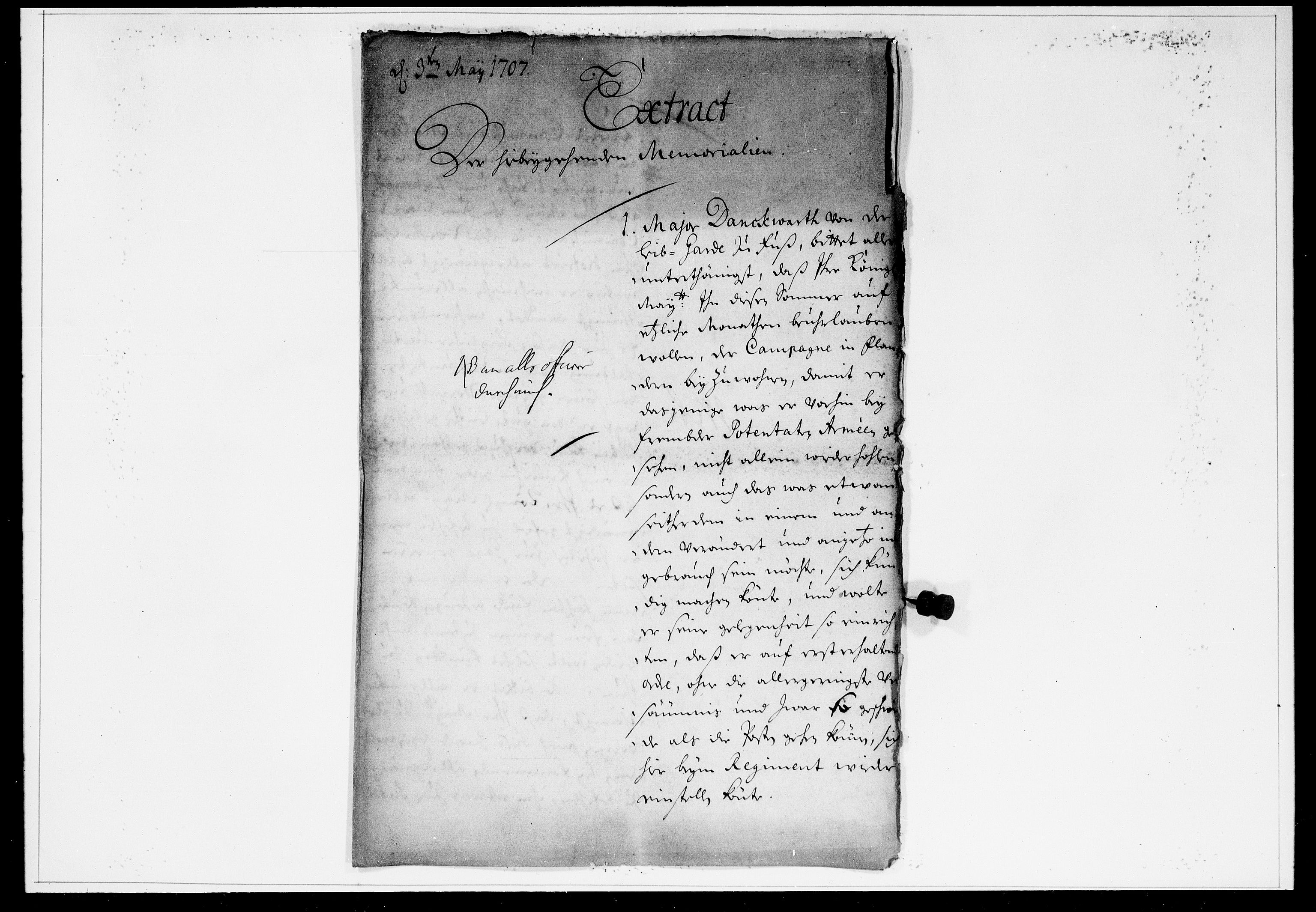 Krigskollegiet, Krigskancelliet, DRA/A-0006/-/0957-0961: Refererede sager, 1707, p. 353