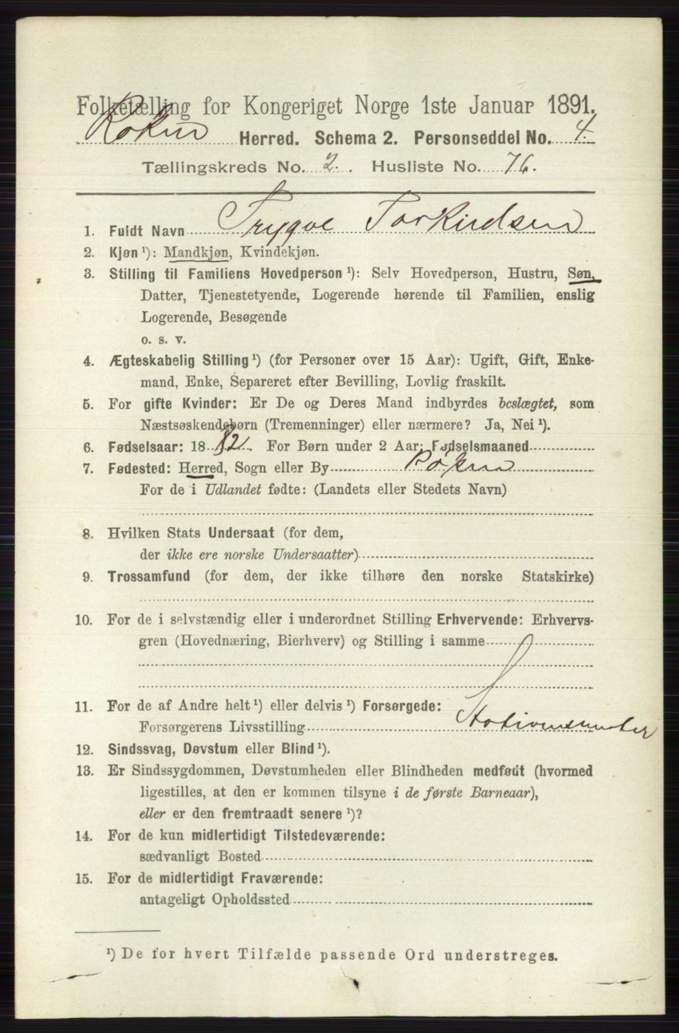 RA, 1891 census for 0627 Røyken, 1891, p. 1098