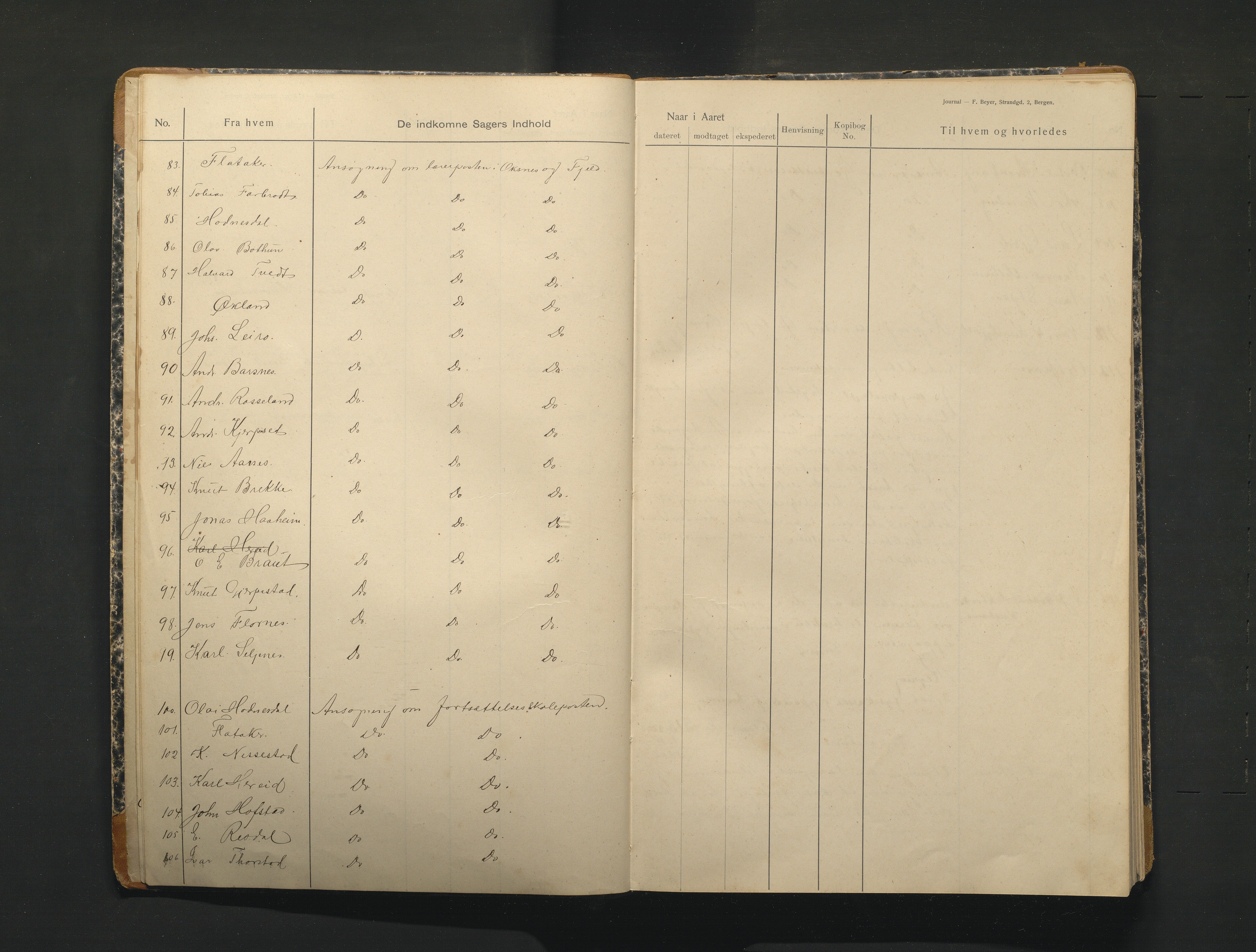 Alversund kommune. Skulestyret, IKAH/1257-211/C/Ca/L0002: Brevjournal for Alversund skulestyre, 1907-1913
