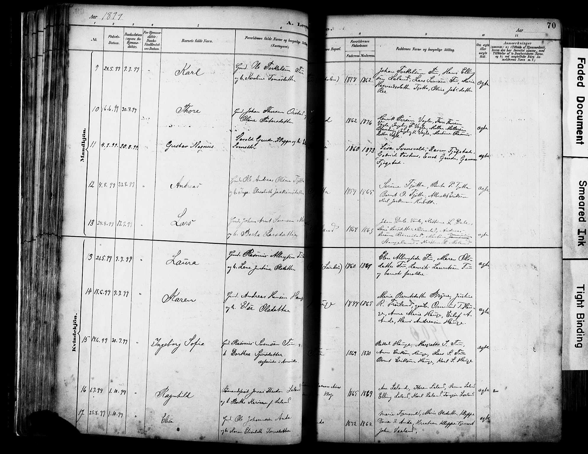 Klepp sokneprestkontor, SAST/A-101803/001/3/30BA/L0009: Parish register (official) no. A 7, 1886-1915, p. 70