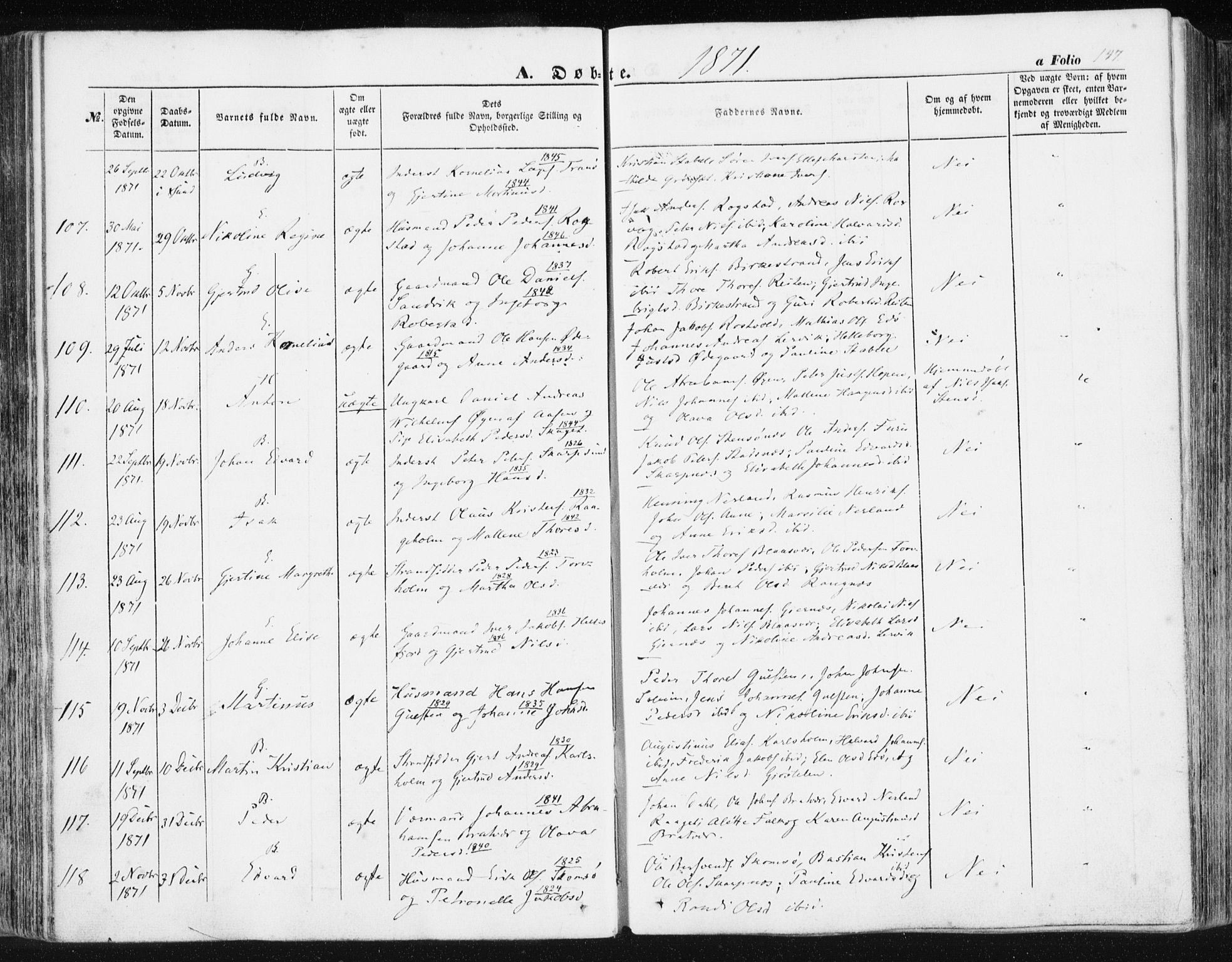 Ministerialprotokoller, klokkerbøker og fødselsregistre - Møre og Romsdal, AV/SAT-A-1454/581/L0937: Parish register (official) no. 581A05, 1853-1872, p. 147