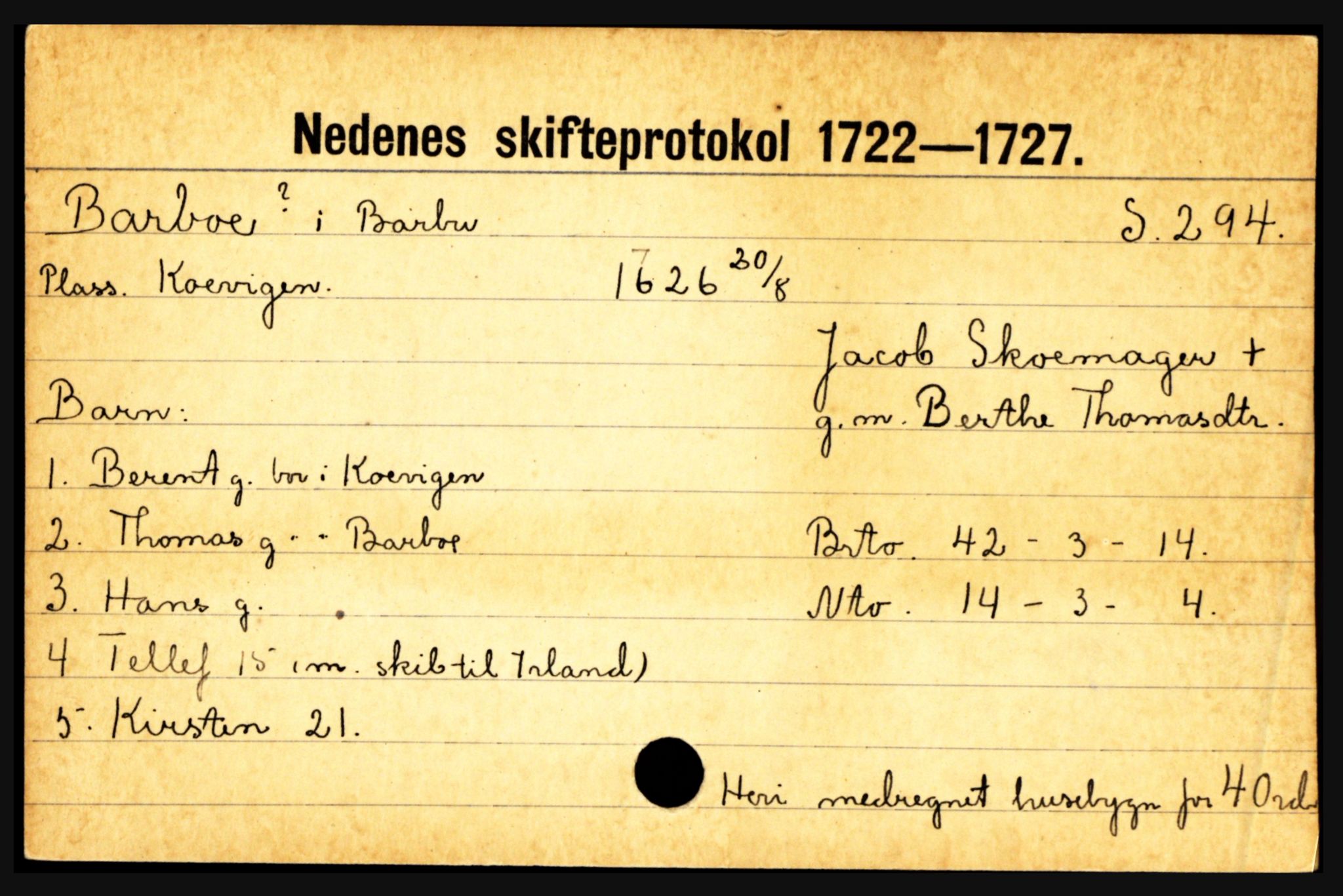 Nedenes sorenskriveri før 1824, AV/SAK-1221-0007/H, p. 1577