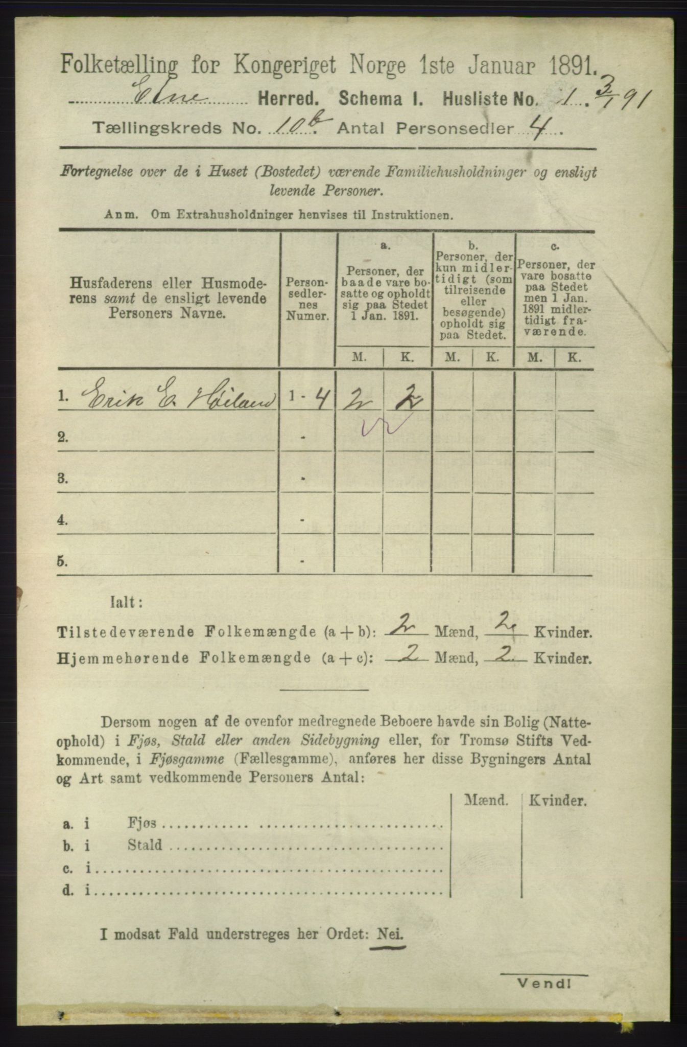 RA, 1891 census for 1211 Etne, 1891, p. 1953