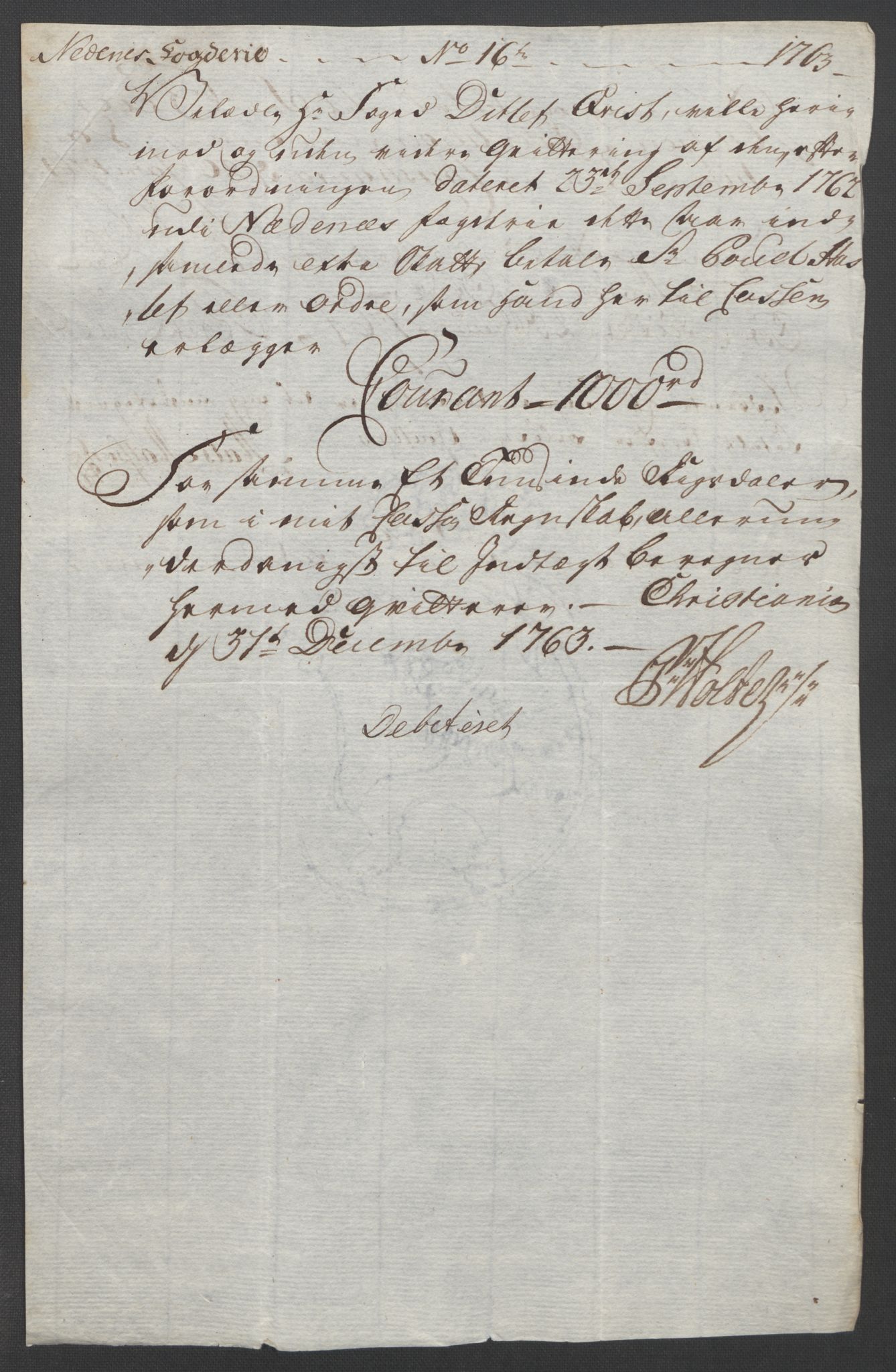 Rentekammeret inntil 1814, Reviderte regnskaper, Fogderegnskap, AV/RA-EA-4092/R39/L2424: Ekstraskatten Nedenes, 1762-1767, p. 64