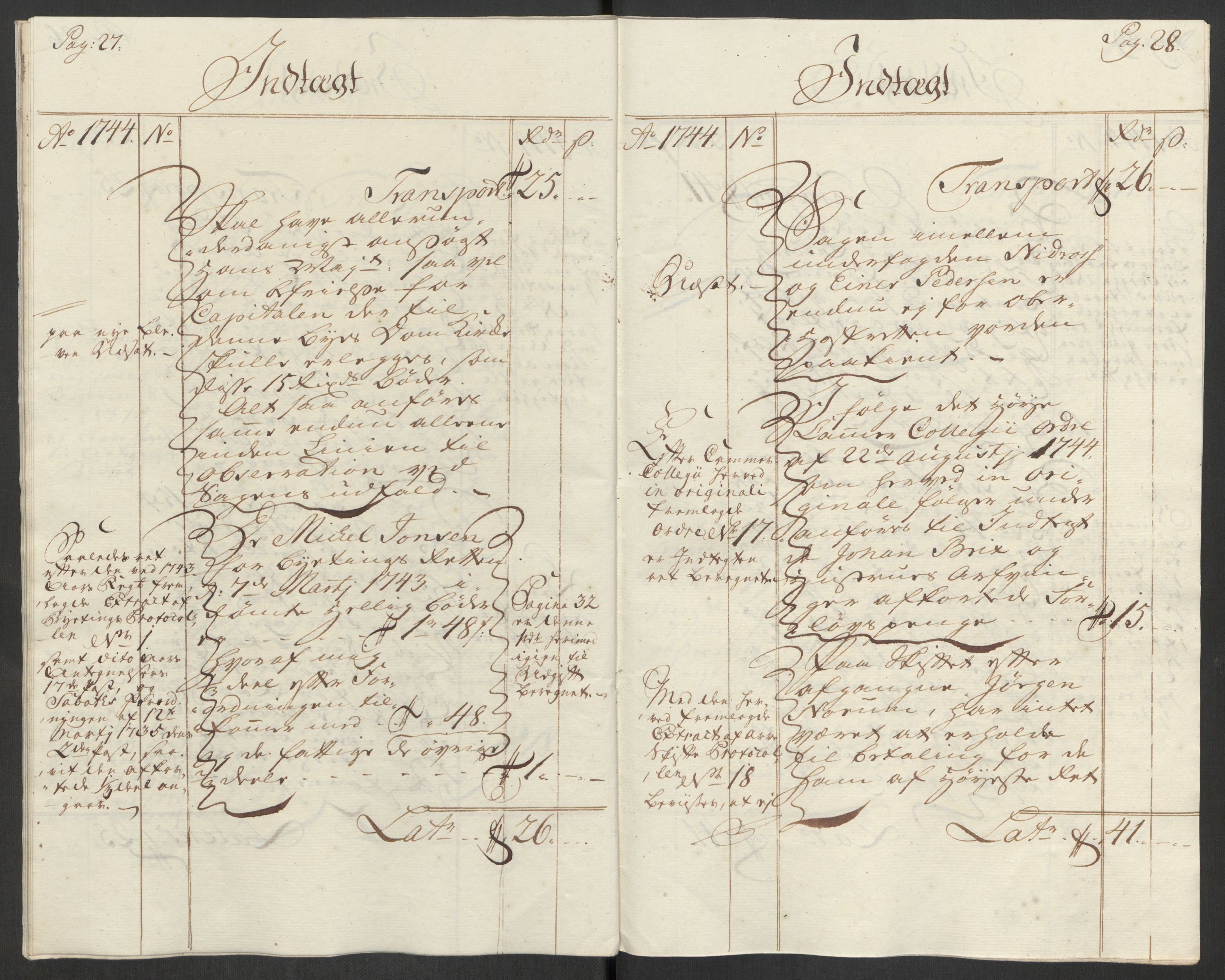 Rentekammeret inntil 1814, Reviderte regnskaper, Byregnskaper, AV/RA-EA-4066/R/Rs/L0541: [S22] Sikt og sakefall, 1743-1746, p. 135