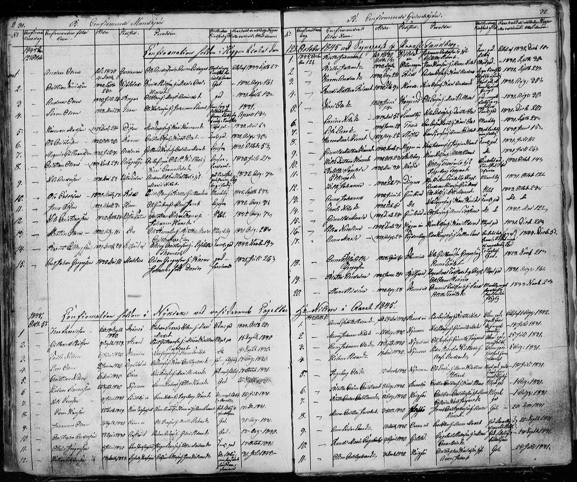 Modum kirkebøker, AV/SAKO-A-234/G/Ga/L0004: Parish register (copy) no. I 4, 1843-1846, p. 31-32