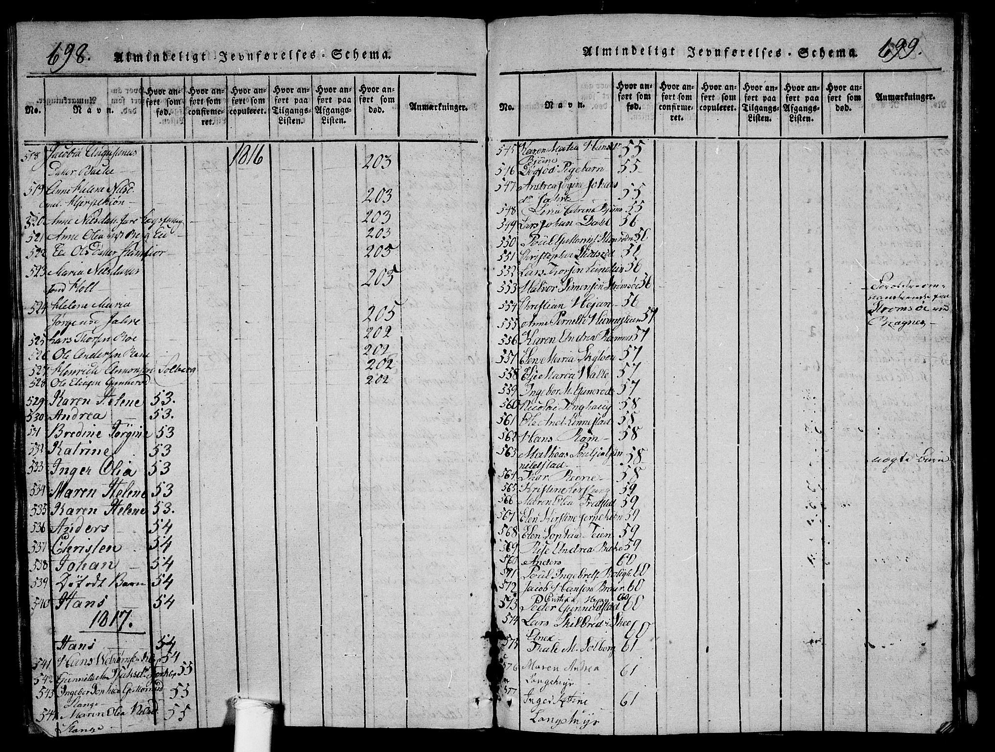 Ramnes kirkebøker, AV/SAKO-A-314/G/Ga/L0001: Parish register (copy) no. I 1, 1813-1847, p. 698-699