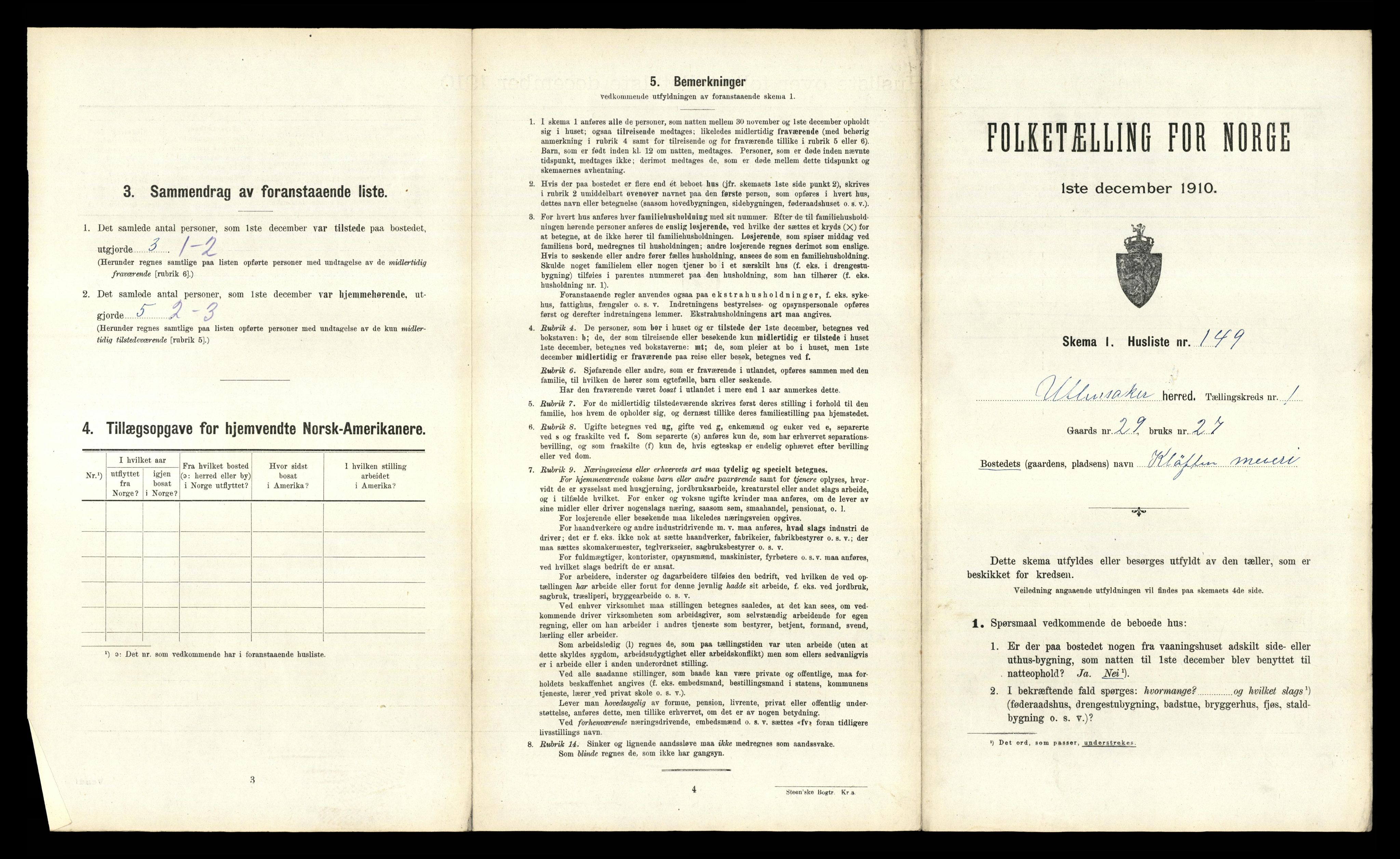 RA, 1910 census for Ullensaker, 1910, p. 351