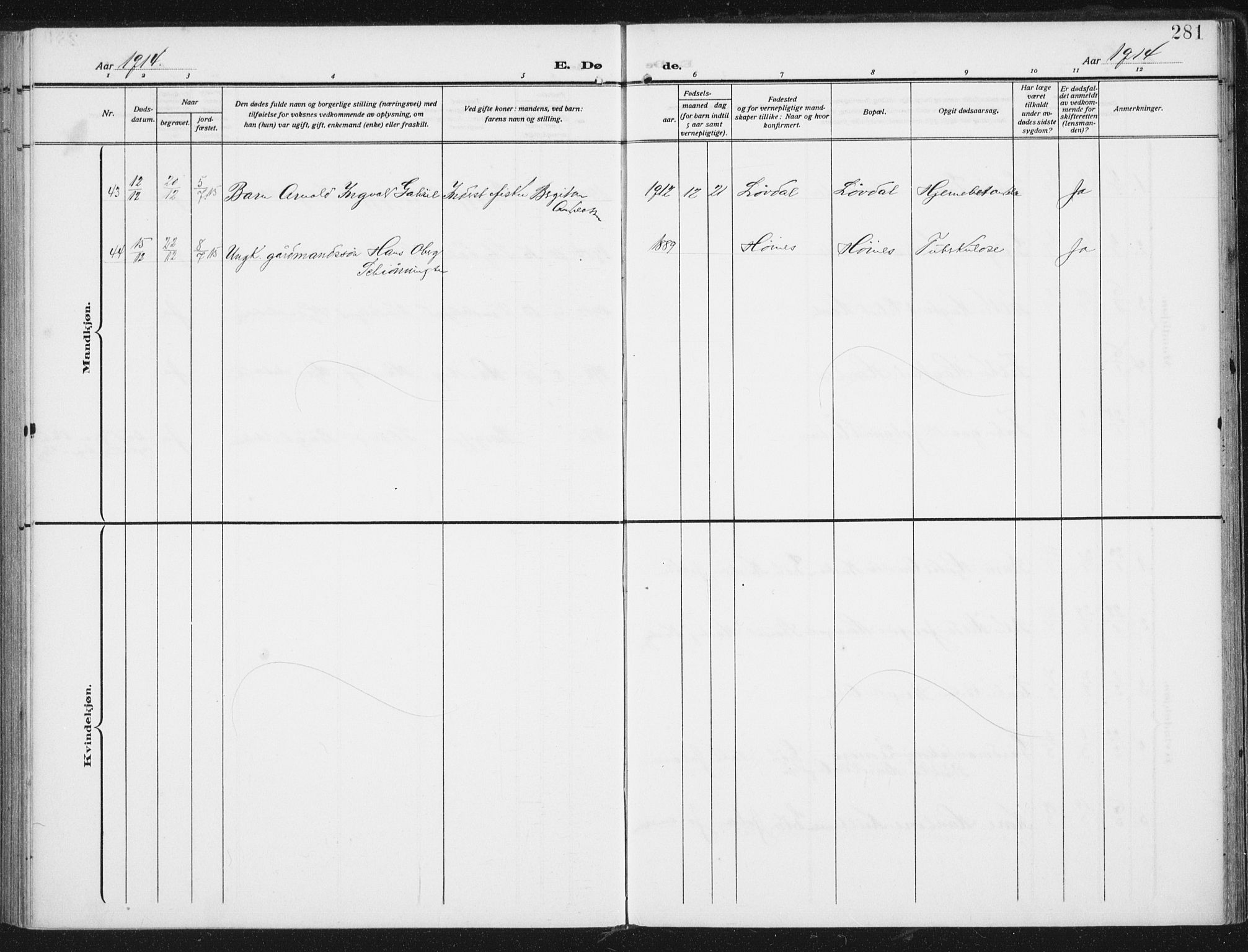 Ministerialprotokoller, klokkerbøker og fødselsregistre - Nordland, SAT/A-1459/880/L1135: Parish register (official) no. 880A09, 1908-1919, p. 281