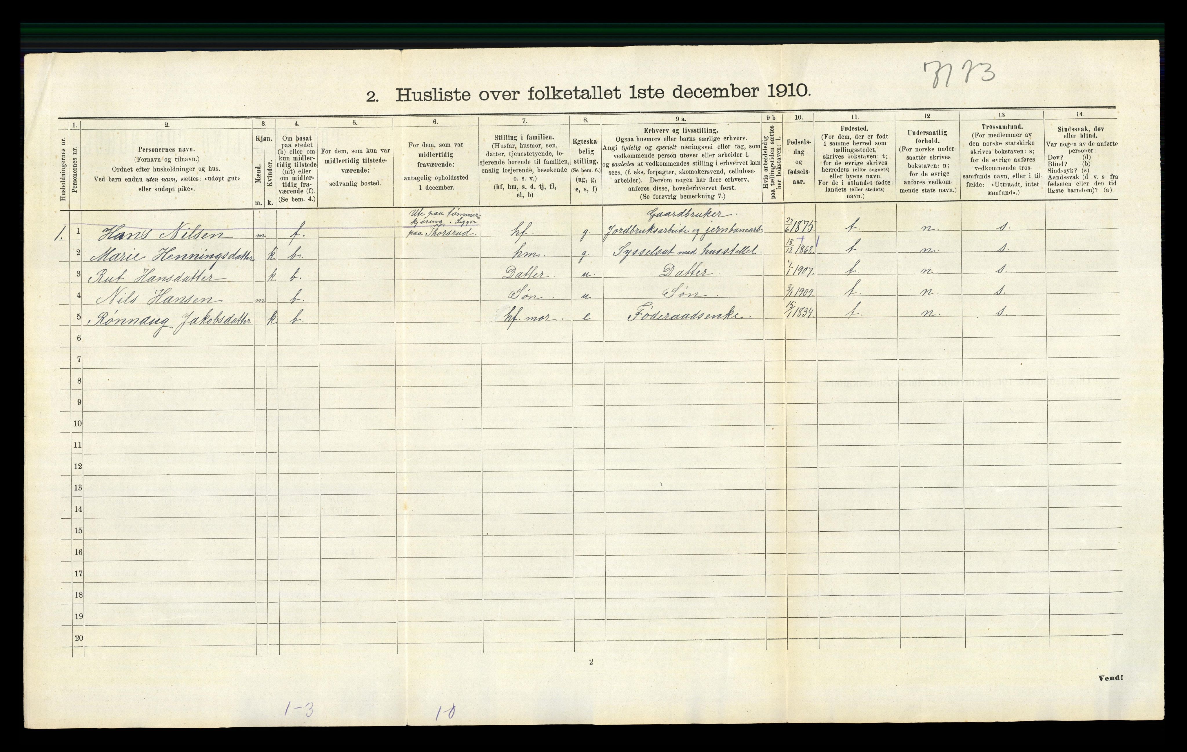 RA, 1910 census for Sør-Odal, 1910, p. 1163