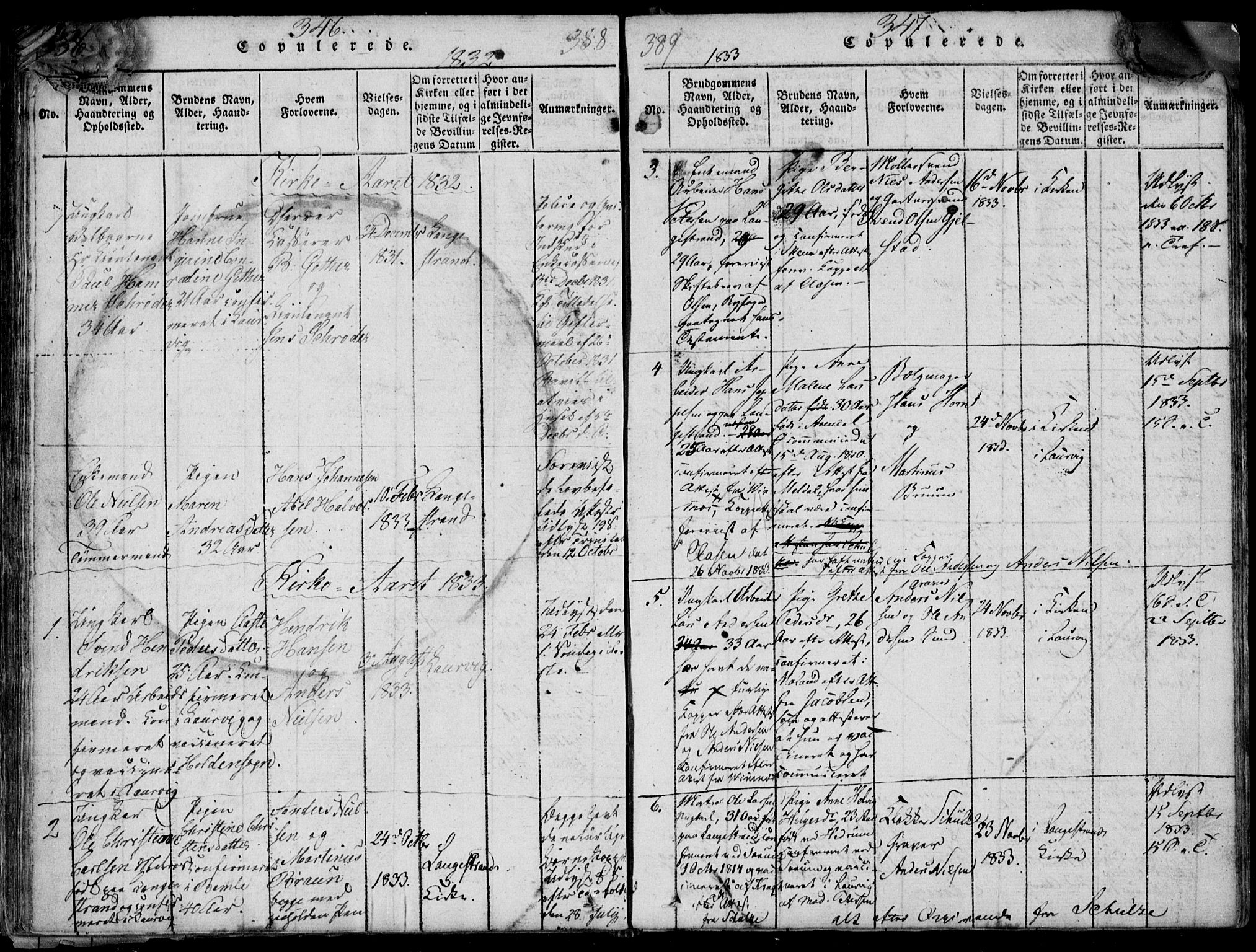 Larvik kirkebøker, SAKO/A-352/F/Fb/L0002: Parish register (official) no. II 2, 1818-1842, p. 346-347