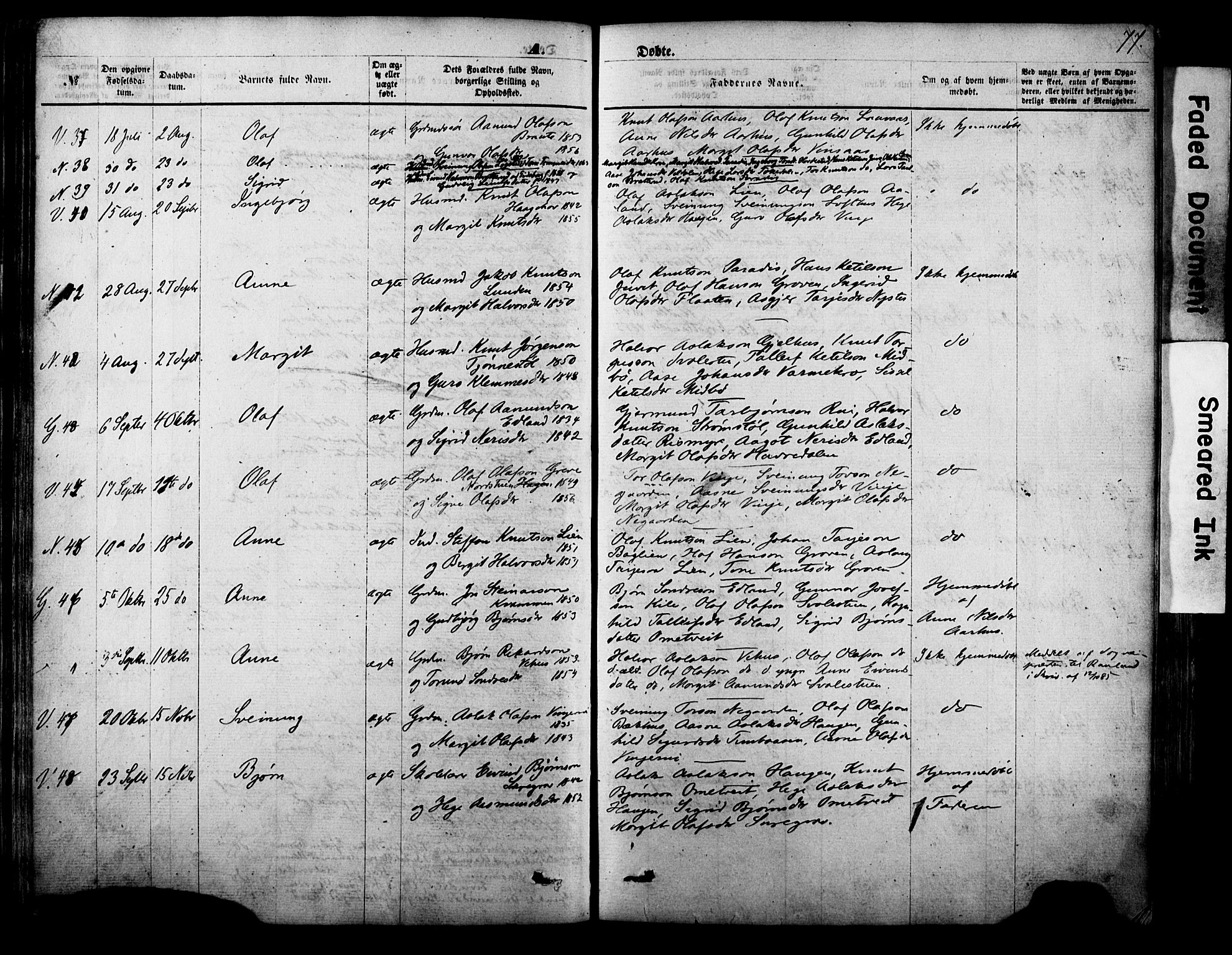 Vinje kirkebøker, AV/SAKO-A-312/F/Fa/L0005: Parish register (official) no. I 5, 1870-1886, p. 77