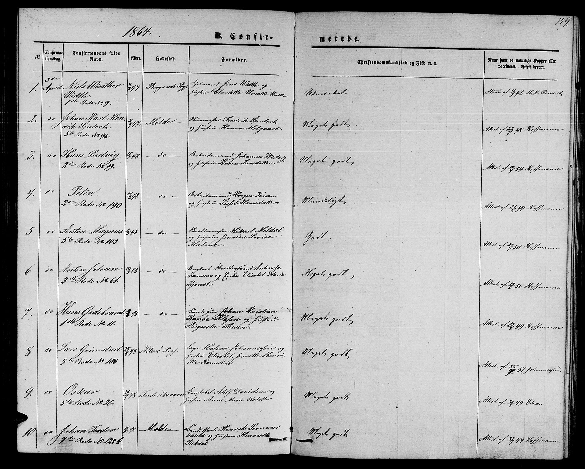 Ministerialprotokoller, klokkerbøker og fødselsregistre - Møre og Romsdal, AV/SAT-A-1454/558/L0701: Parish register (copy) no. 558C02, 1862-1879, p. 159