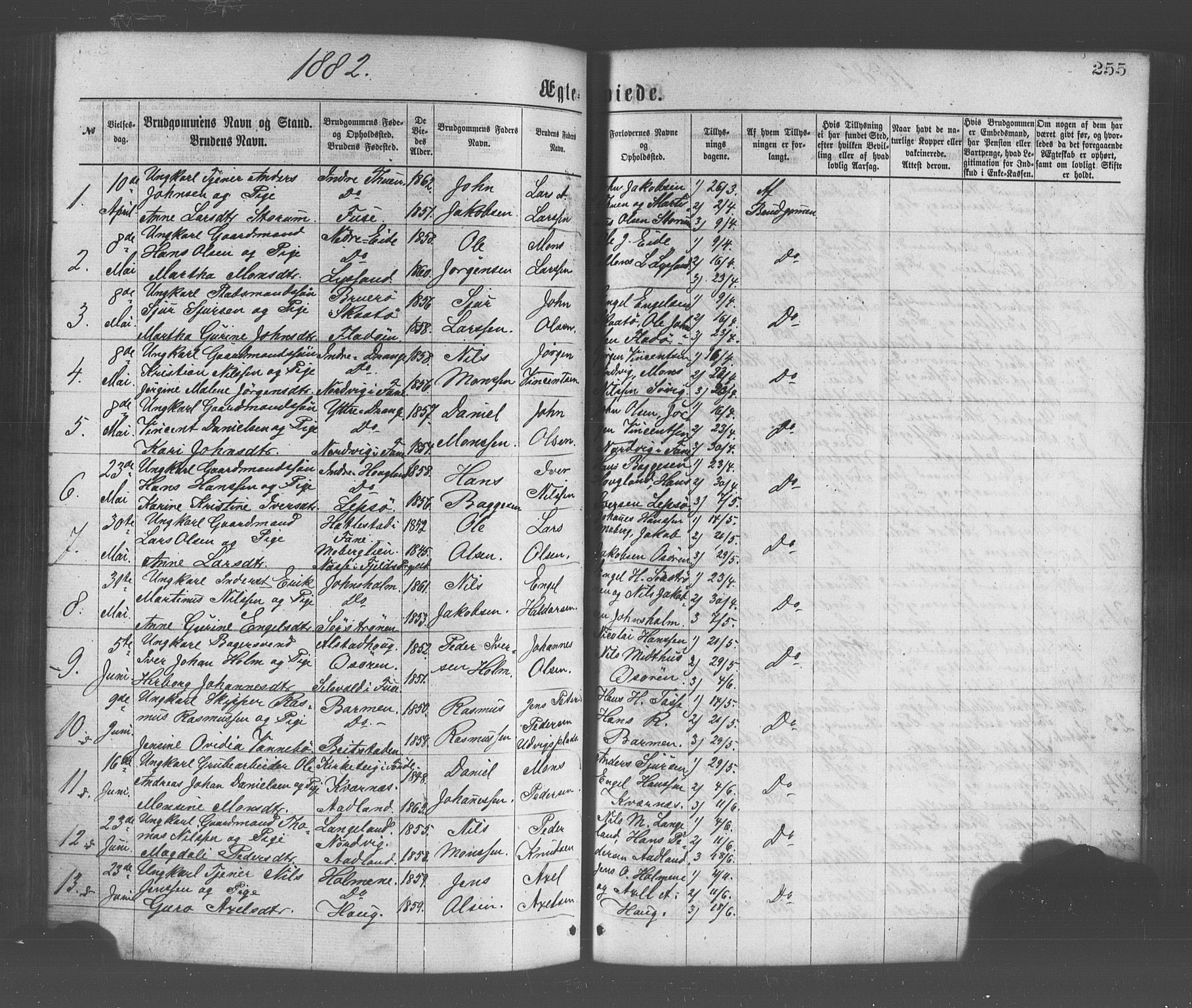 Os sokneprestembete, SAB/A-99929: Parish register (official) no. A 18, 1874-1884, p. 255