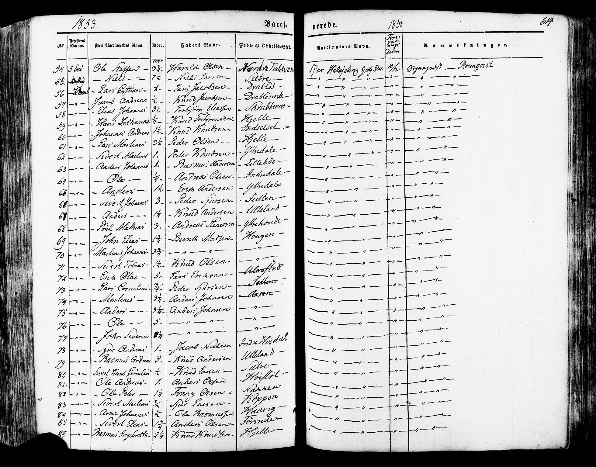 Ministerialprotokoller, klokkerbøker og fødselsregistre - Møre og Romsdal, SAT/A-1454/511/L0140: Parish register (official) no. 511A07, 1851-1878, p. 614