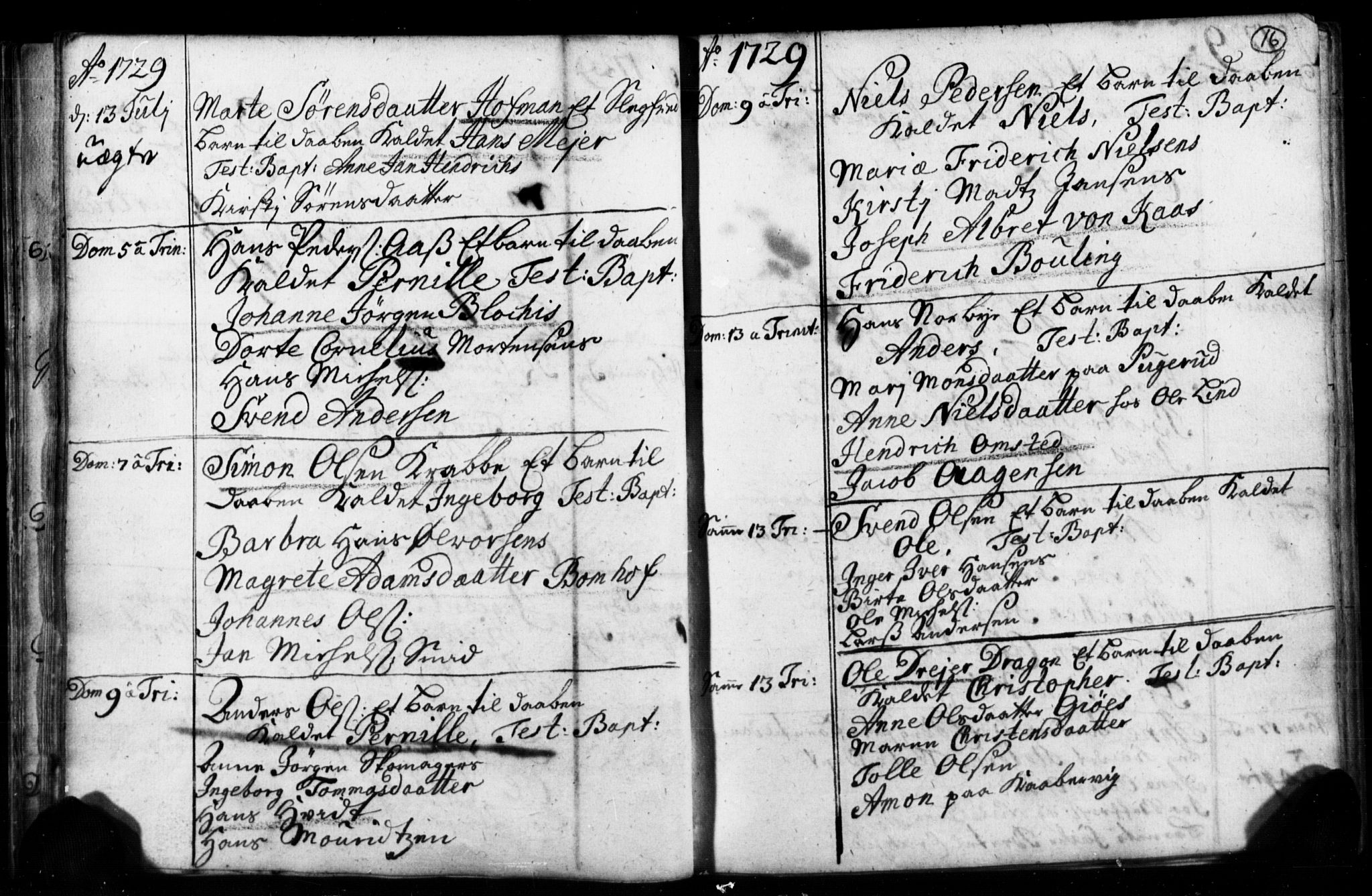 Strømsø kirkebøker, AV/SAKO-A-246/F/Fb/L0001: Parish register (official) no. II 1, 1725-1737, p. 16