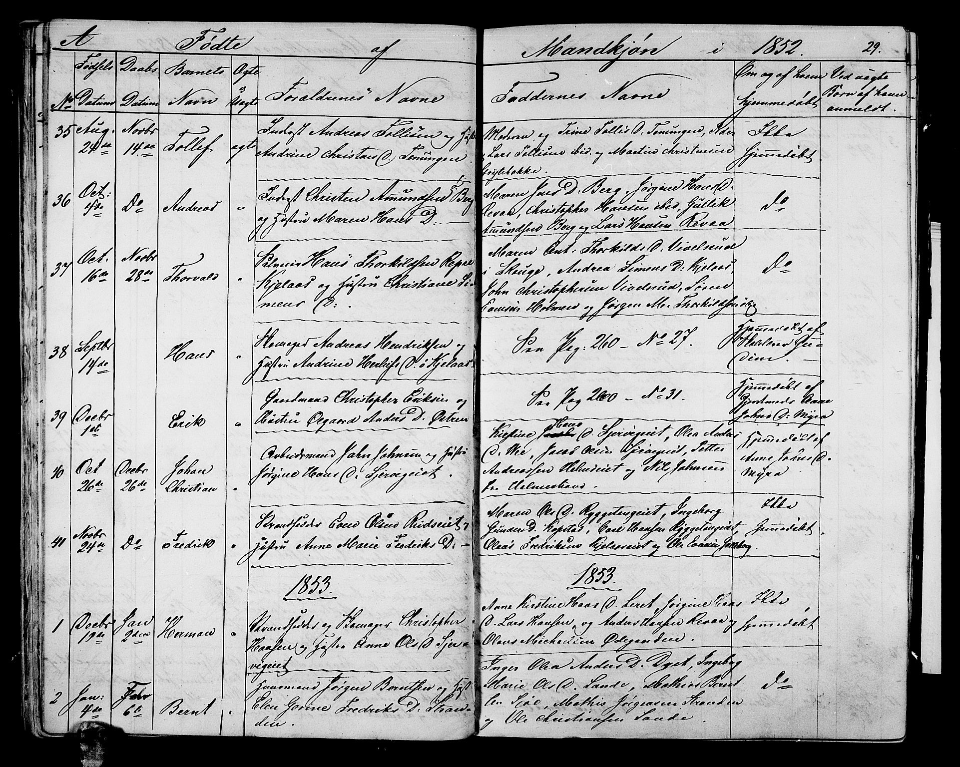 Sande Kirkebøker, AV/SAKO-A-53/G/Ga/L0002: Parish register (copy) no. 2, 1847-1863, p. 29