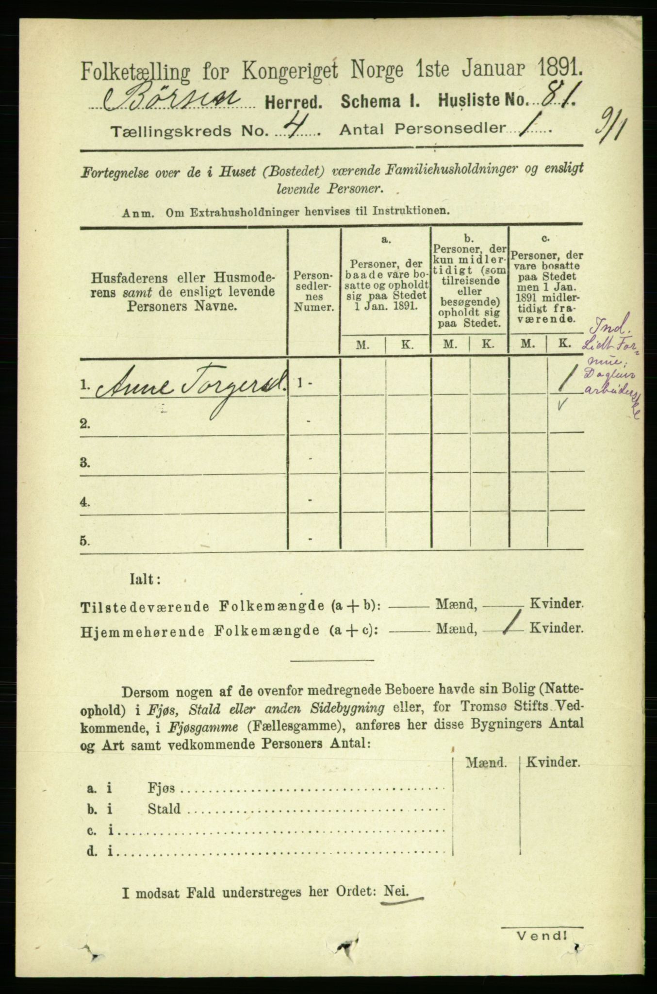 RA, 1891 census for 1658 Børsa, 1891, p. 1455