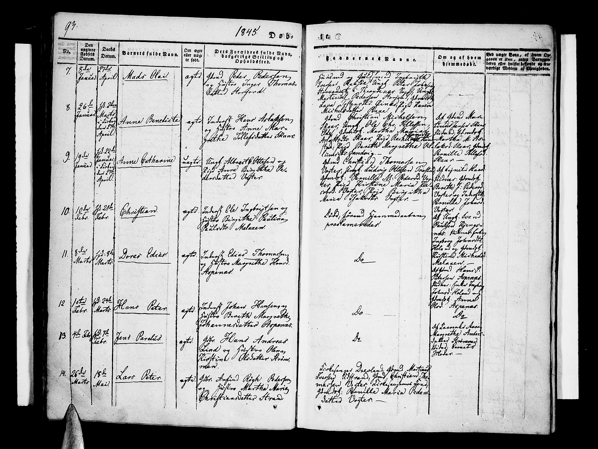 Kvæfjord sokneprestkontor, AV/SATØ-S-1323/G/Ga/Gaa/L0003kirke: Parish register (official) no. 3, 1830-1857, p. 93