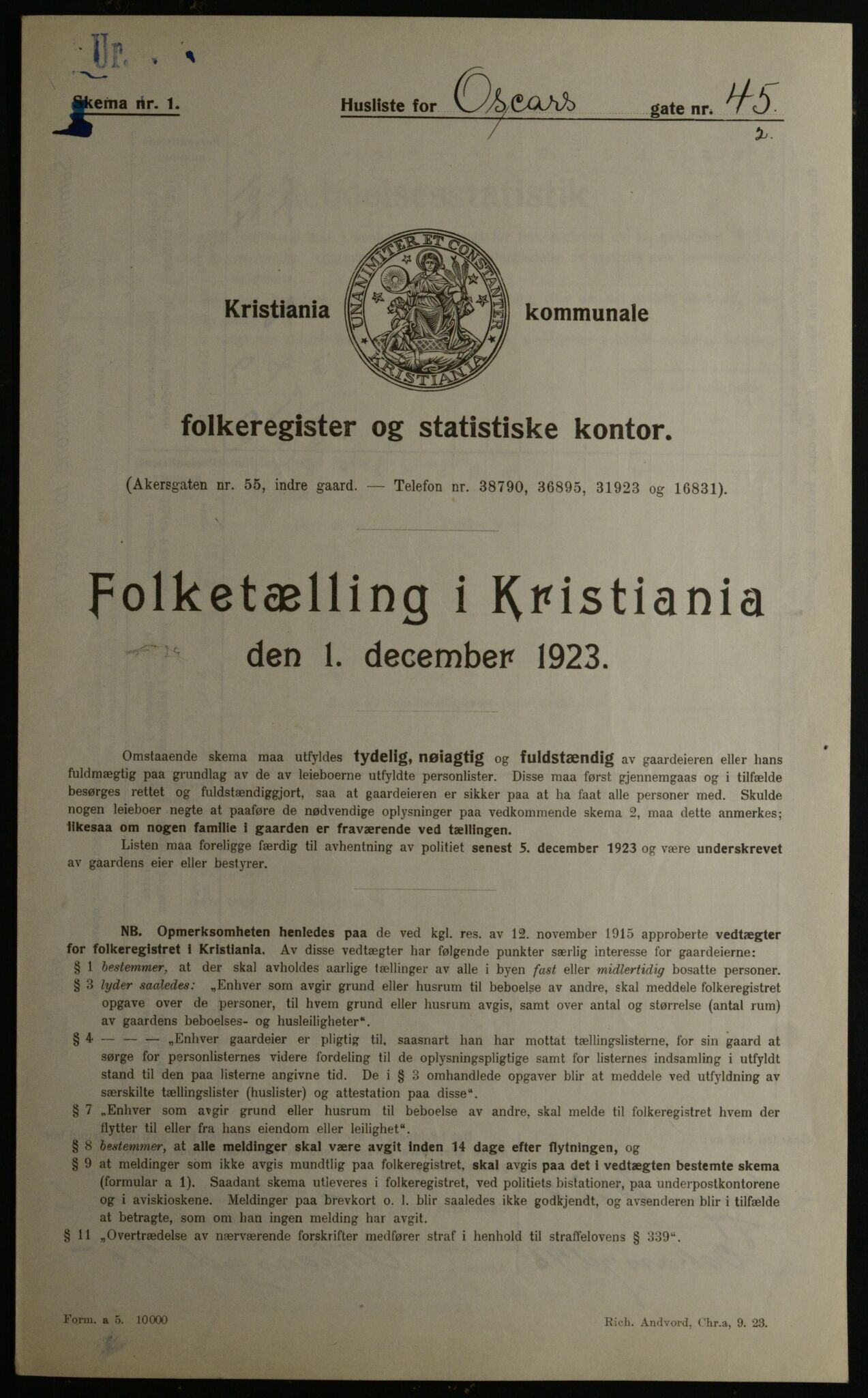 OBA, Municipal Census 1923 for Kristiania, 1923, p. 84472