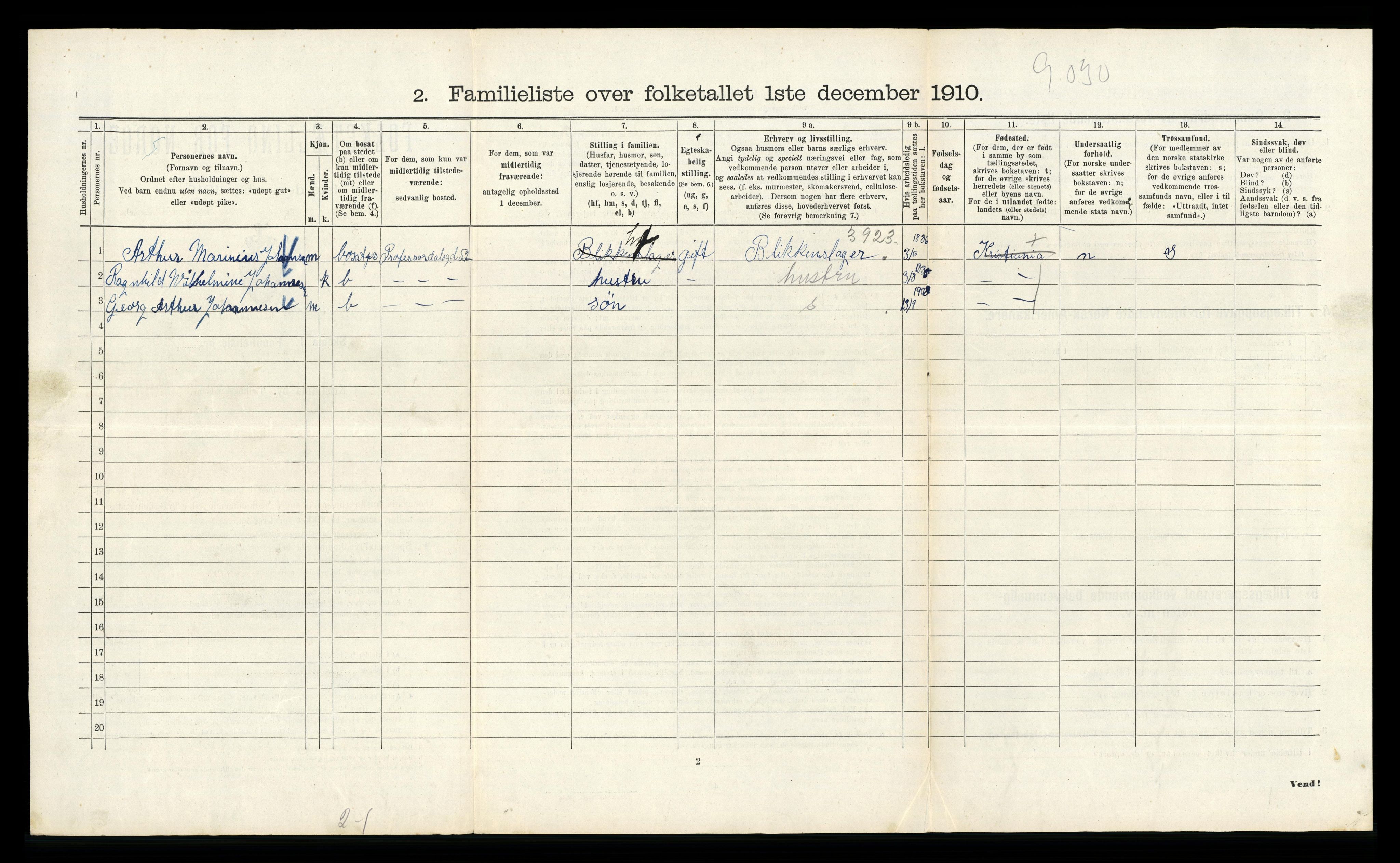 RA, 1910 census for Kristiania, 1910, p. 79078