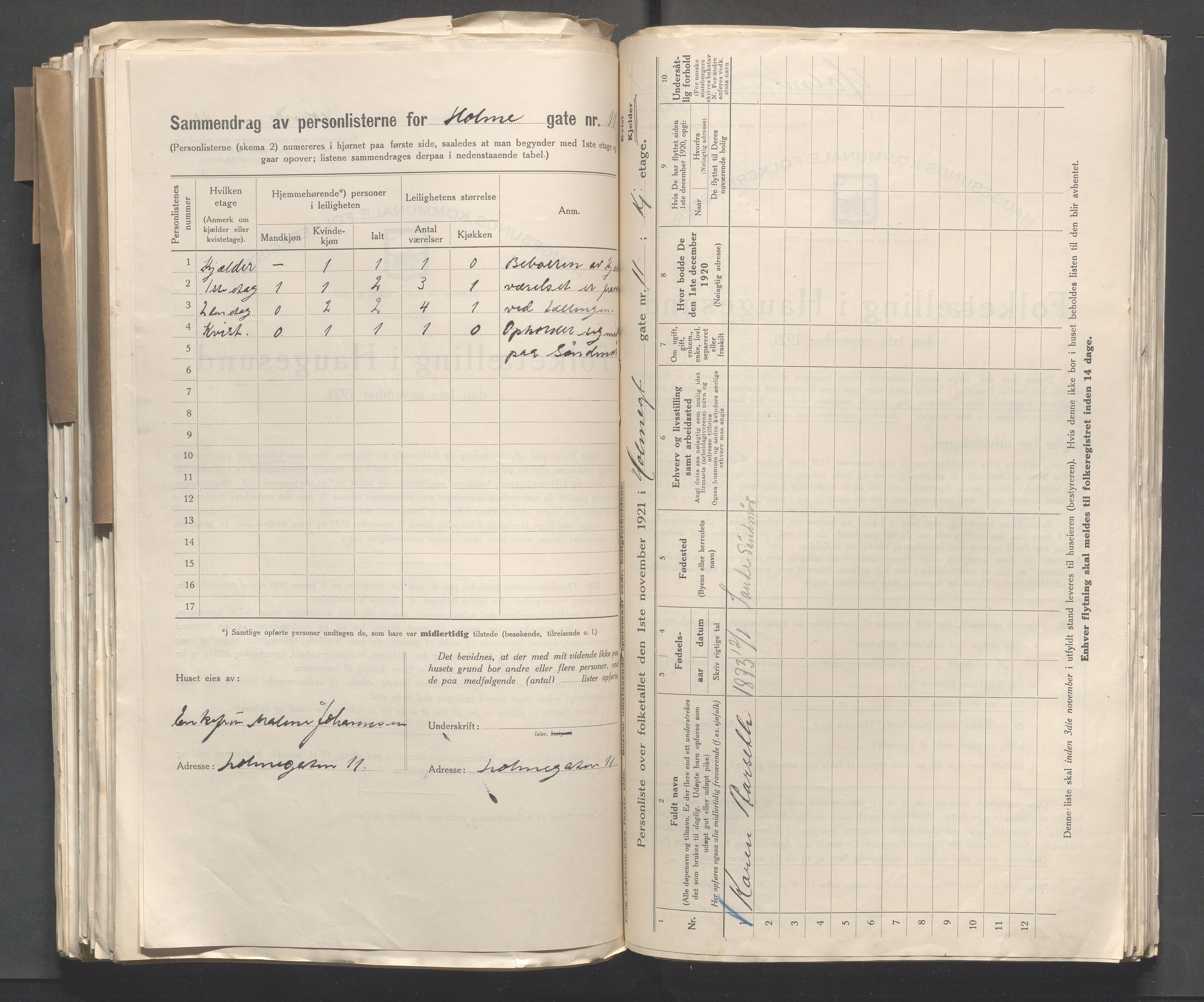 IKAR, Local census 1.11.1921 for Haugesund, 1921, p. 6129