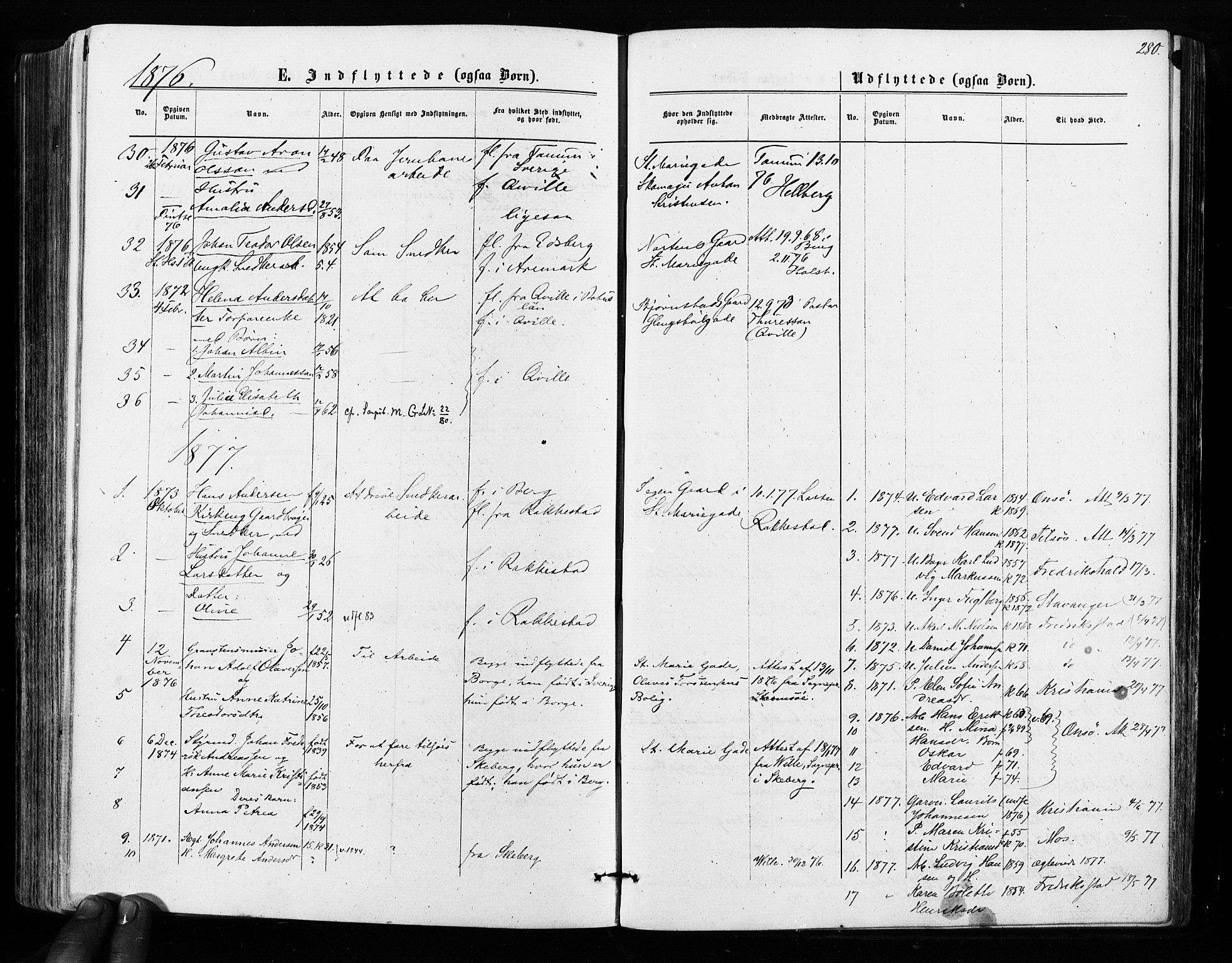 Sarpsborg prestekontor Kirkebøker, SAO/A-2006/F/Fa/L0002: Parish register (official) no. 2, 1869-1877, p. 280