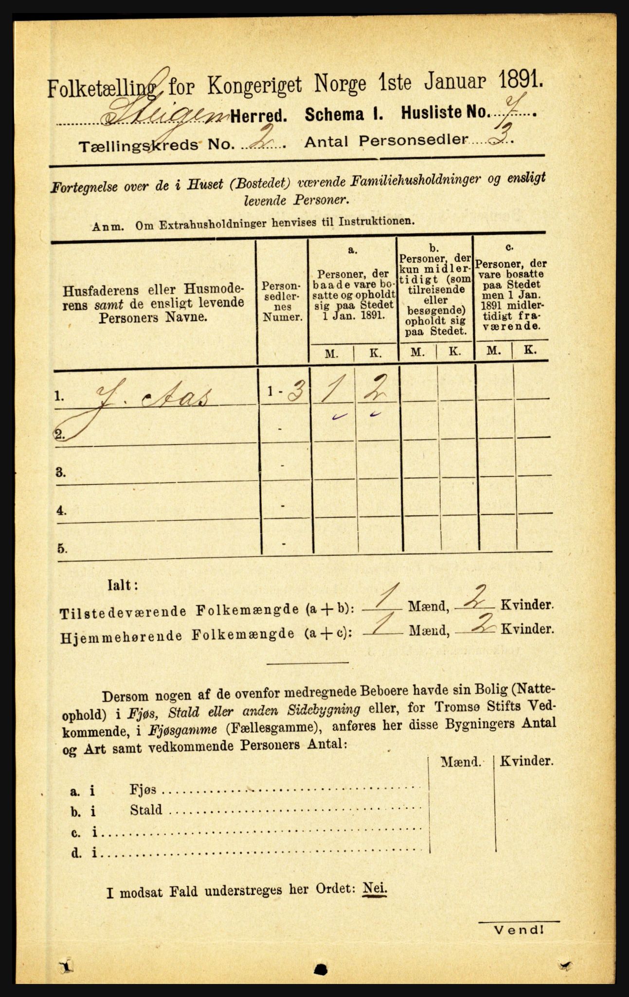 RA, 1891 census for 1848 Steigen, 1891, p. 620