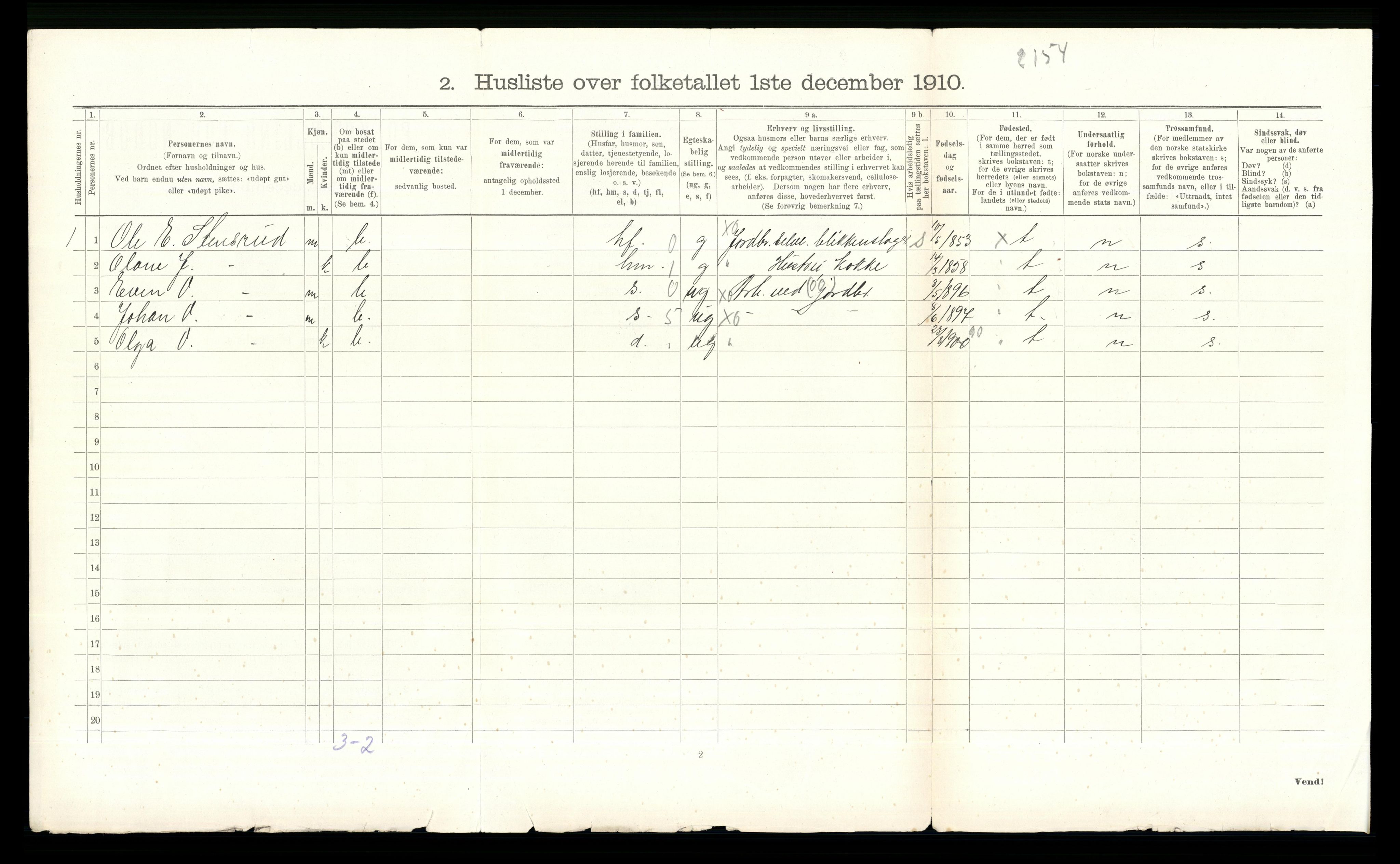 RA, 1910 census for Kolbu, 1910, p. 143