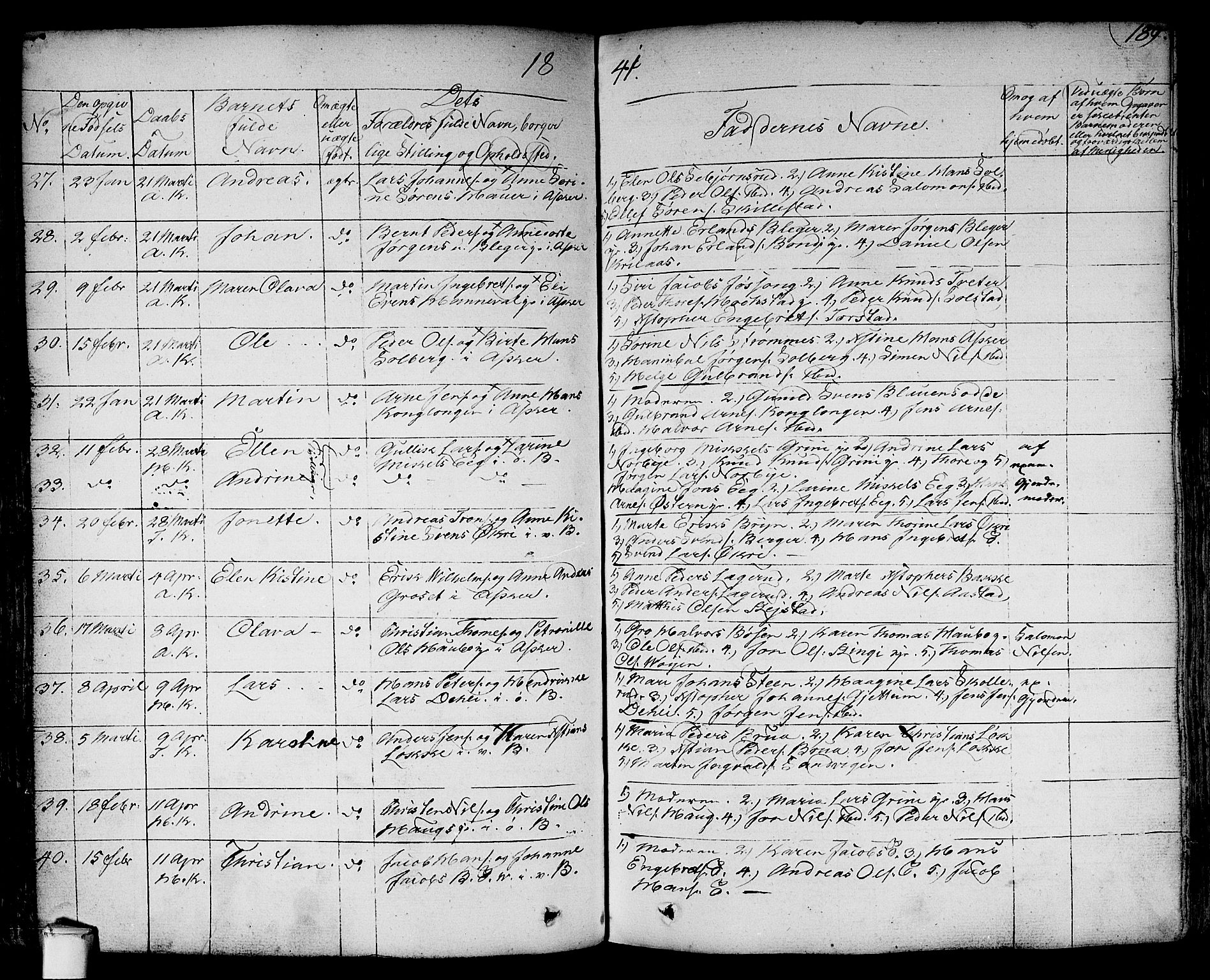 Asker prestekontor Kirkebøker, AV/SAO-A-10256a/F/Fa/L0007: Parish register (official) no. I 7, 1825-1864, p. 189