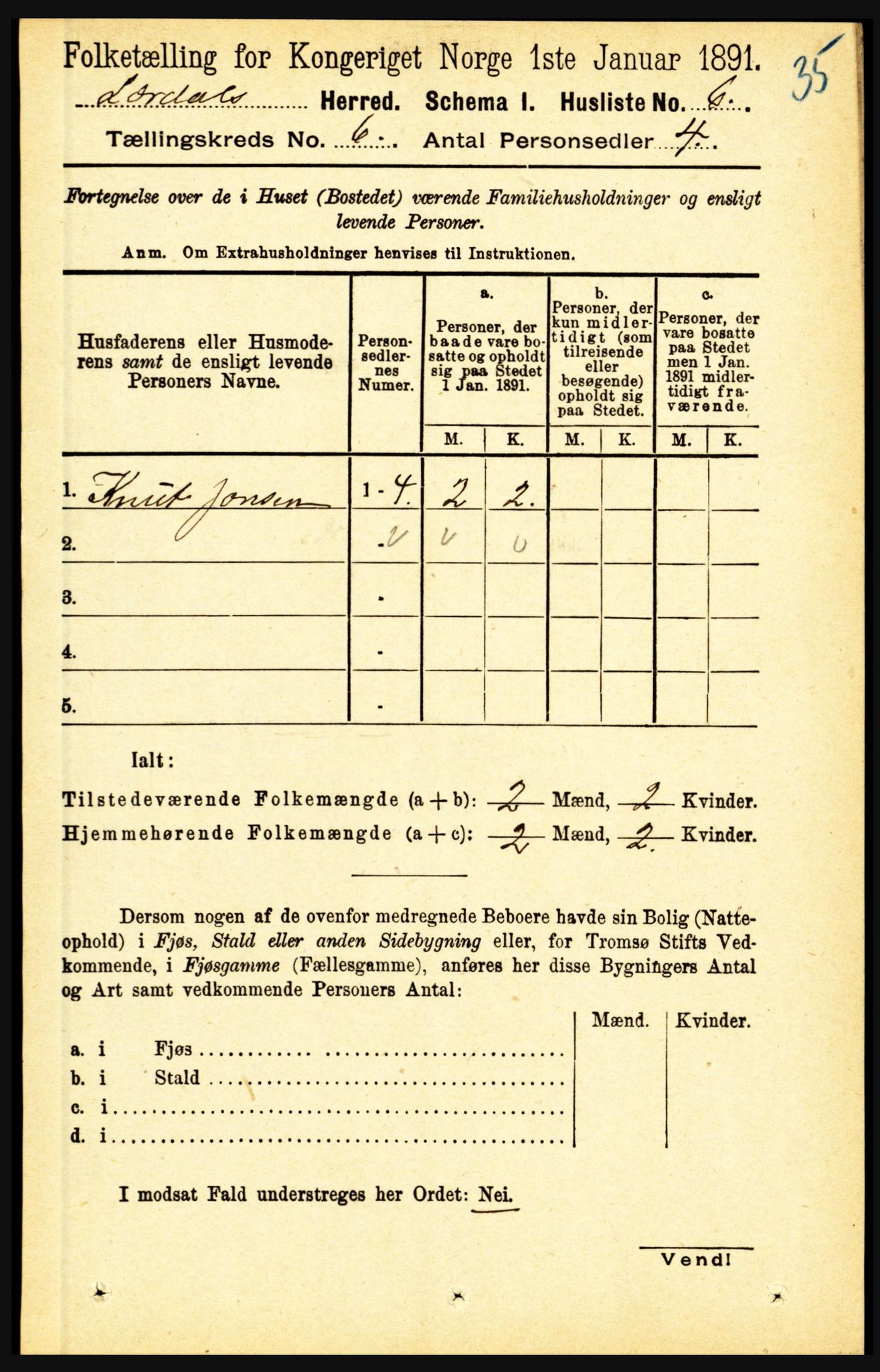 RA, 1891 census for 1422 Lærdal, 1891, p. 412