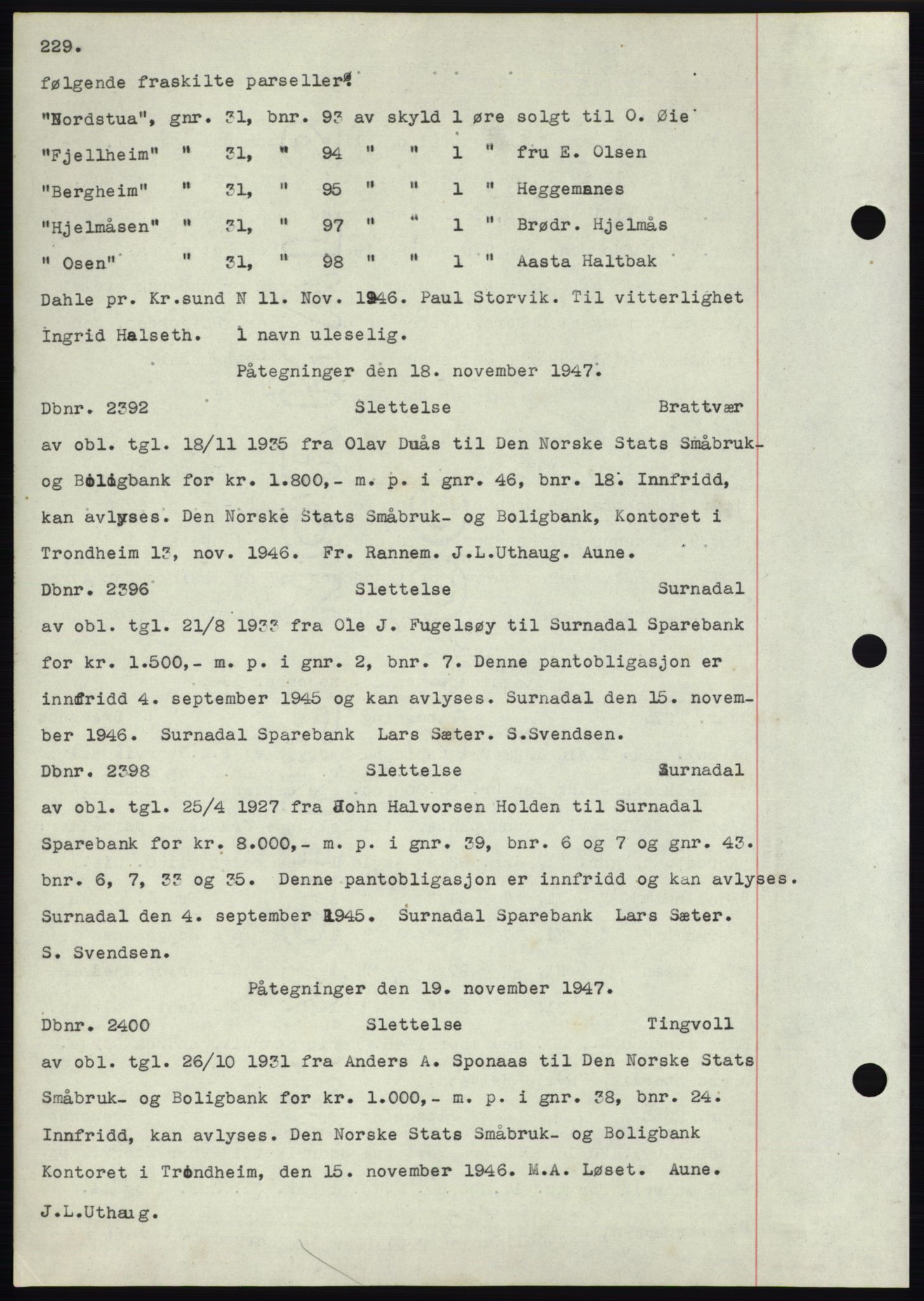 Nordmøre sorenskriveri, SAT/A-4132/1/2/2Ca: Mortgage book no. C82b, 1946-1951, Diary no: : 2392/1946