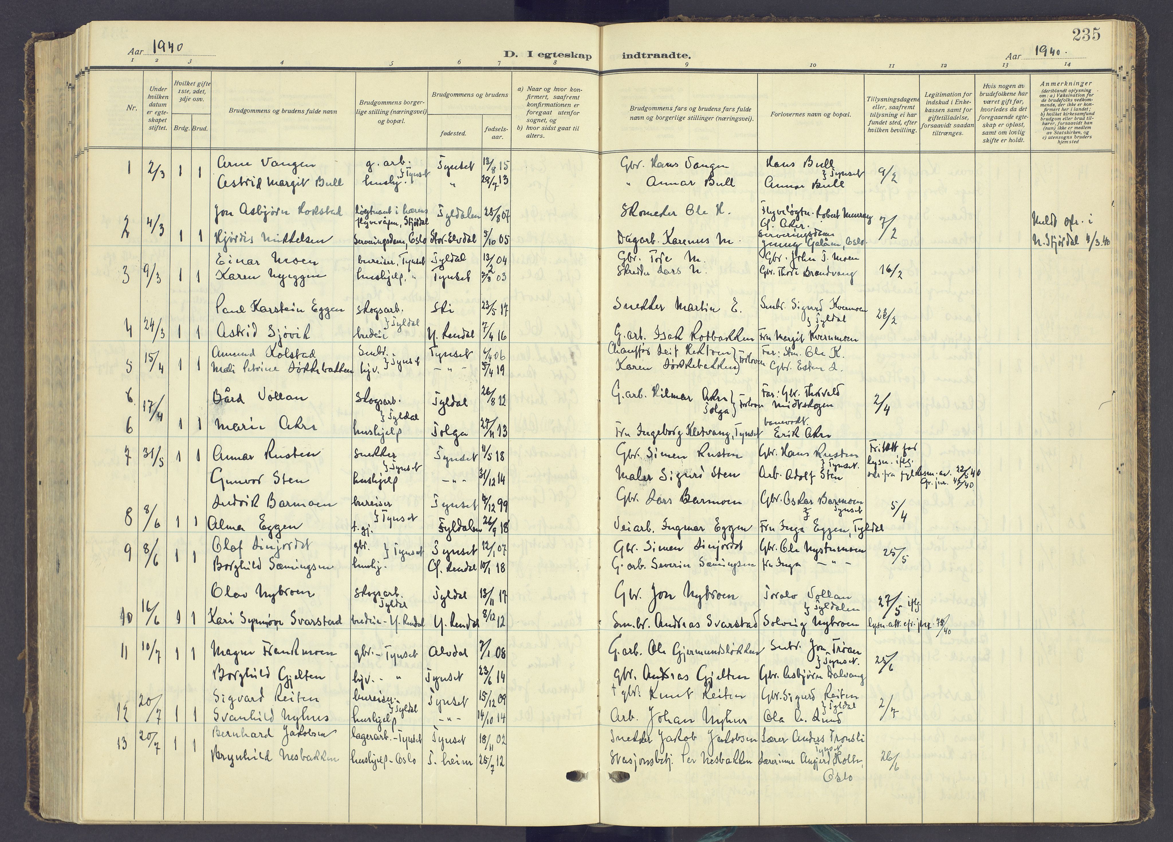 Tynset prestekontor, AV/SAH-PREST-058/H/Ha/Haa/L0027: Parish register (official) no. 27, 1930-1944, p. 235