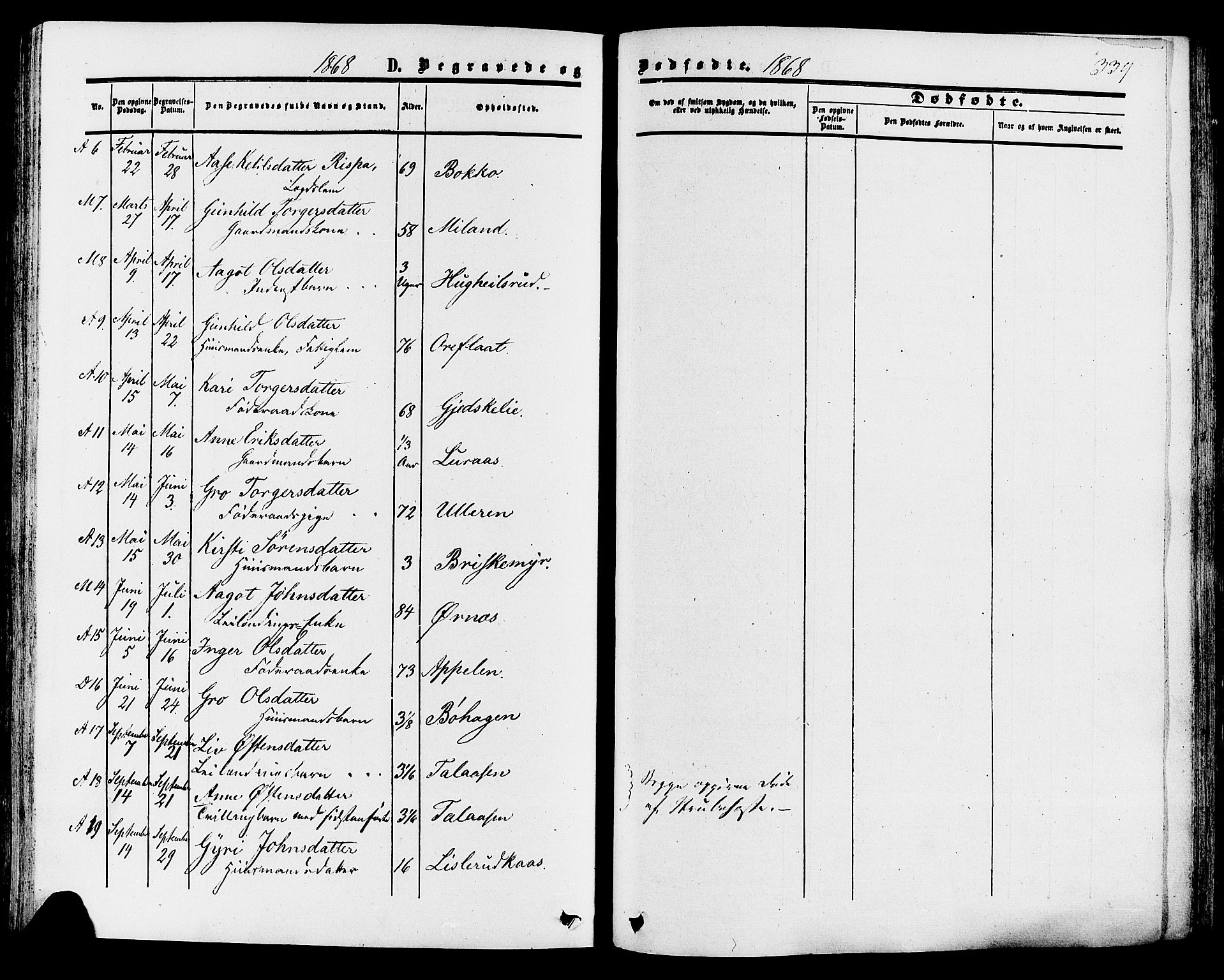 Tinn kirkebøker, AV/SAKO-A-308/F/Fa/L0006: Parish register (official) no. I 6, 1857-1878, p. 339