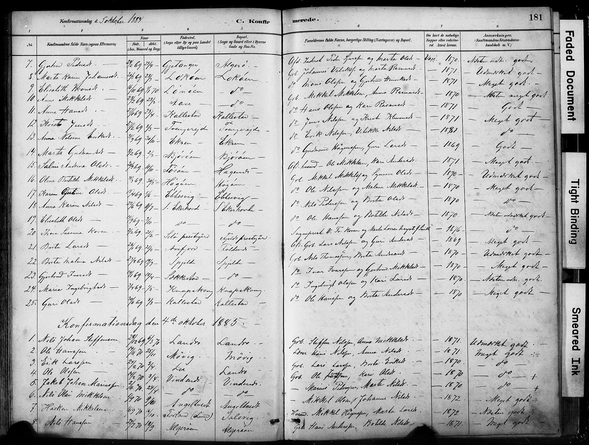 Fjell sokneprestembete, SAB/A-75301/H/Hab: Parish register (copy) no. A 4, 1880-1899, p. 181