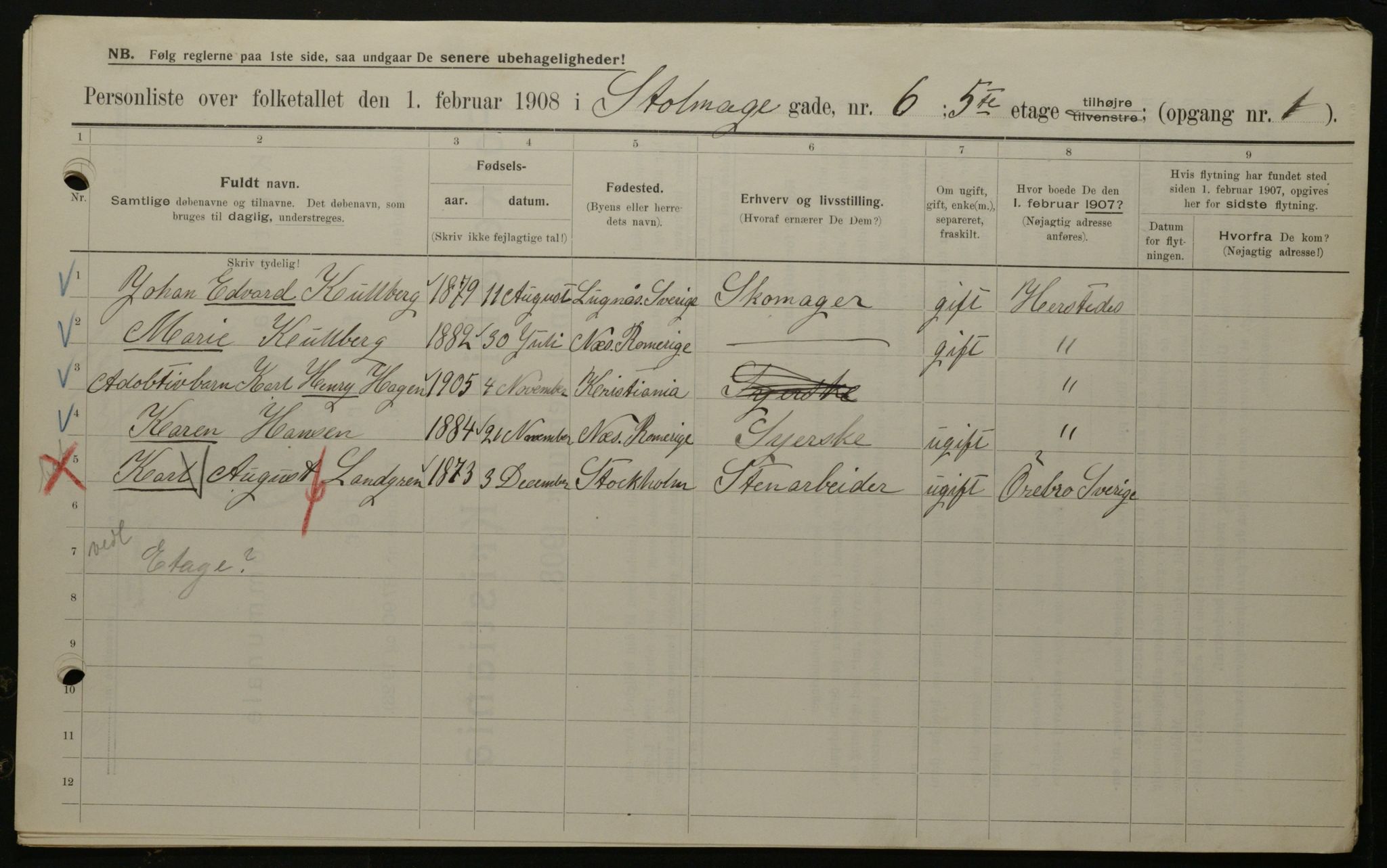 OBA, Municipal Census 1908 for Kristiania, 1908, p. 92207